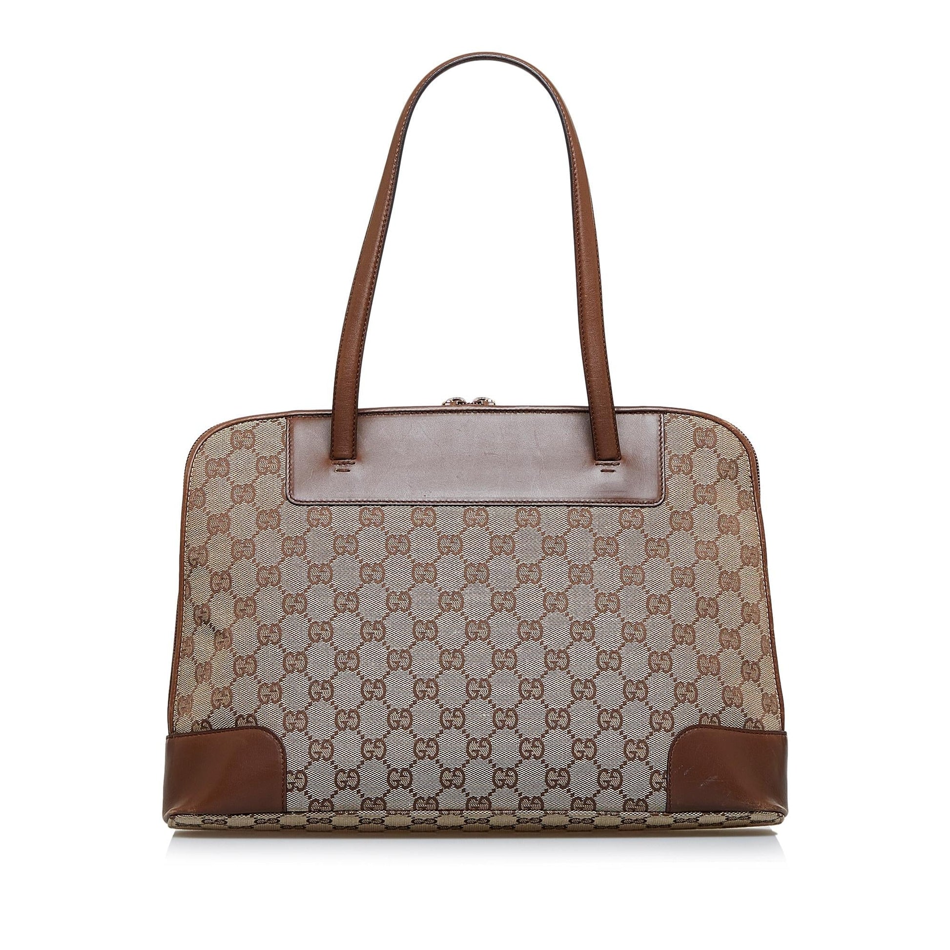 Gucci GG SHG-JgjGXQ Canvas Brown Satchel Bag
