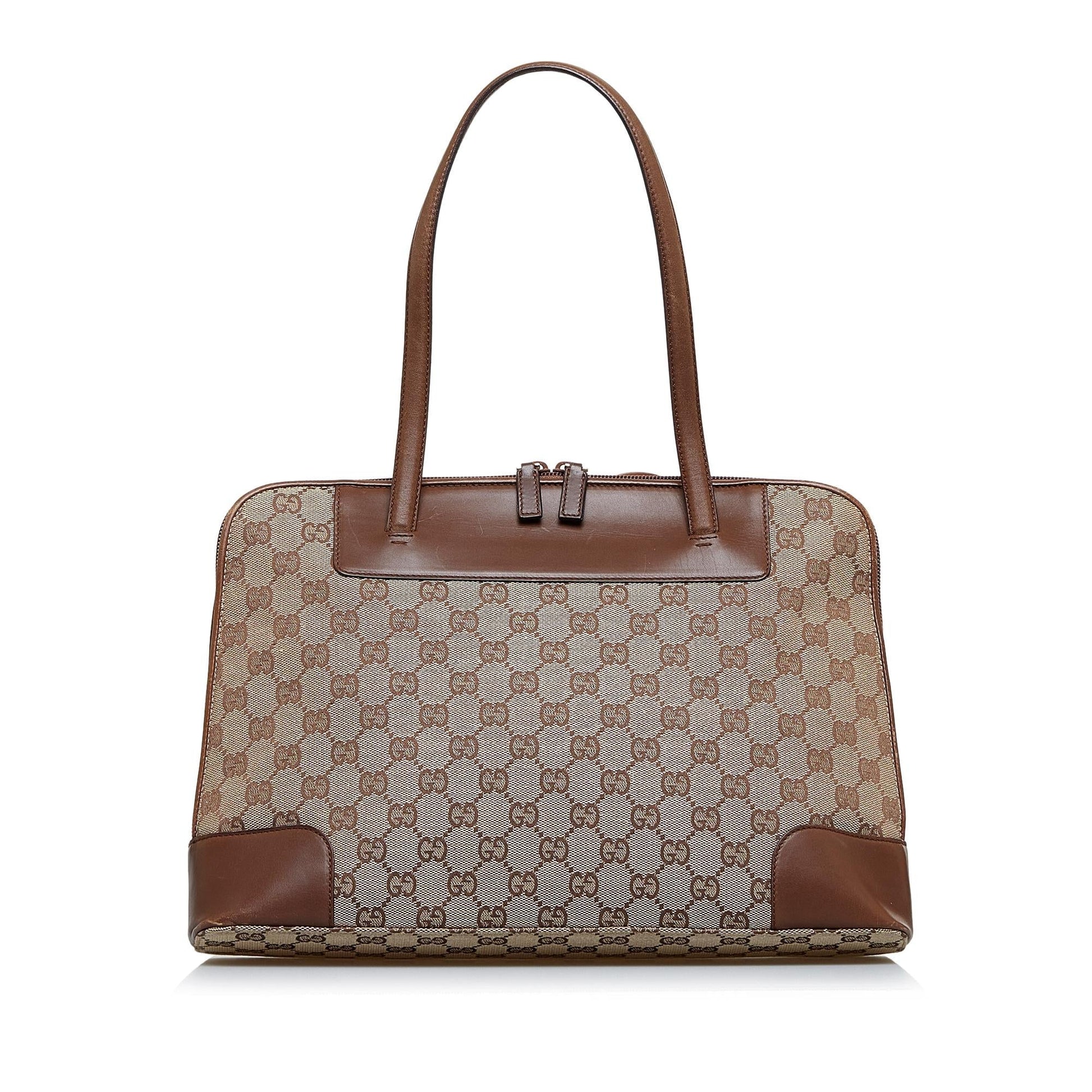 Gucci GG SHG-JgjGXQ Canvas Brown Satchel Bag