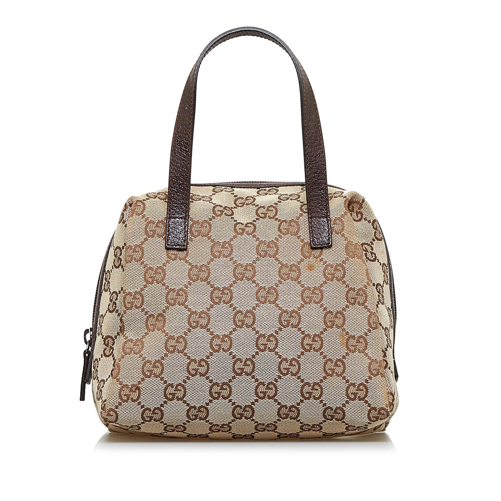 Gucci GG SHG-Z1b374 Canvas Brown Satchel Bag