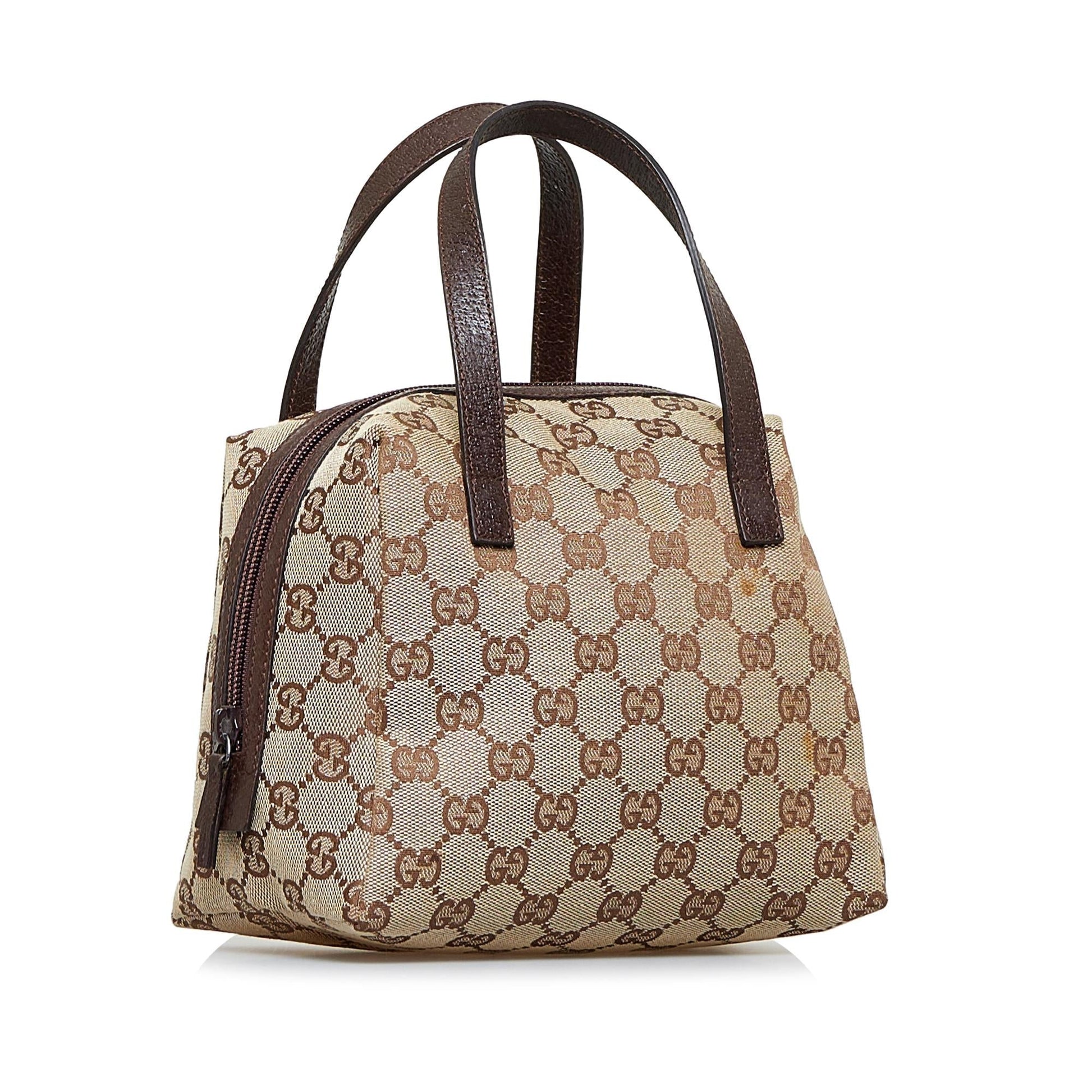 Gucci GG SHG-Z1b374 Canvas Brown Satchel Bag