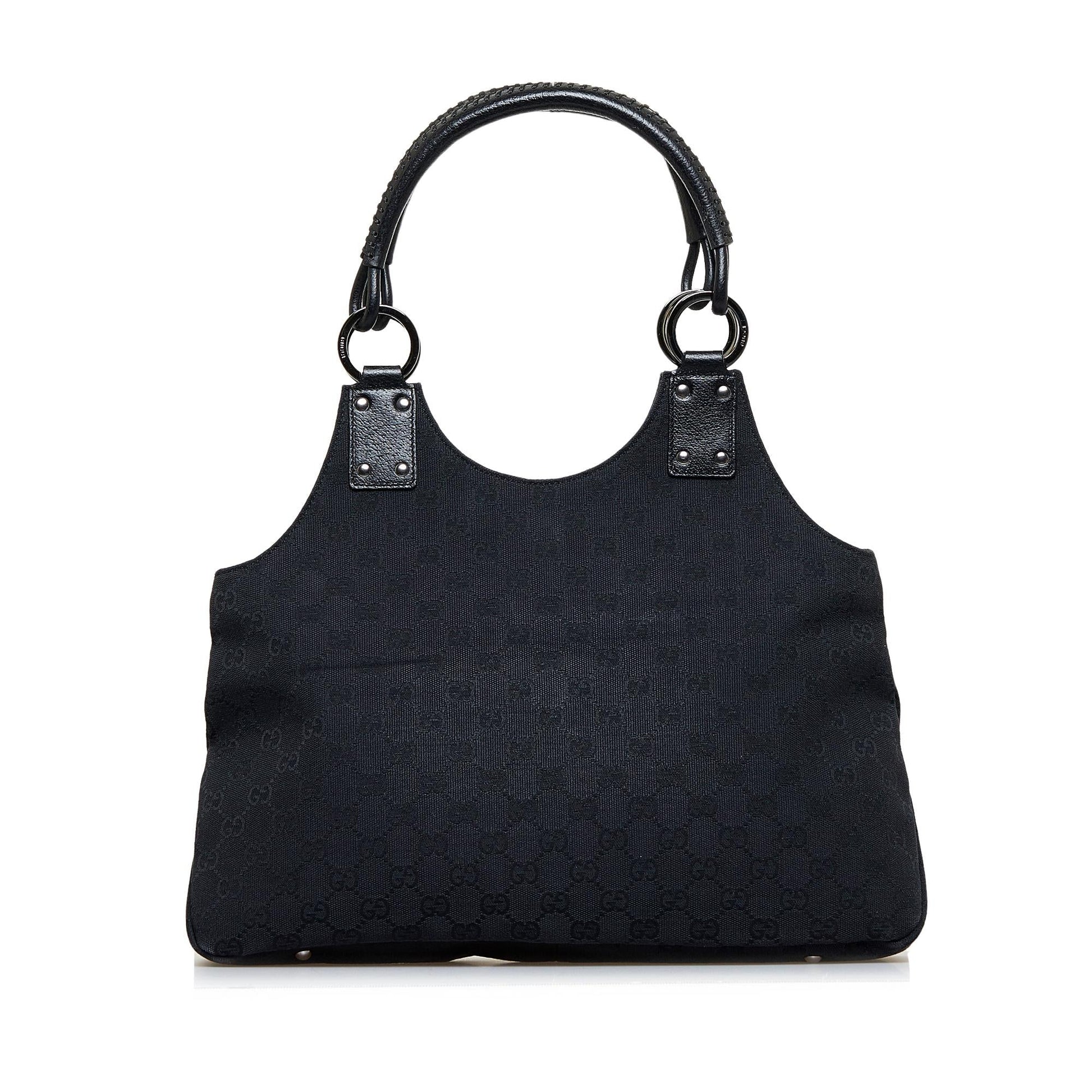 Gucci GG SHG-a6ca6X Canvas Calf Black Satchel Bag
