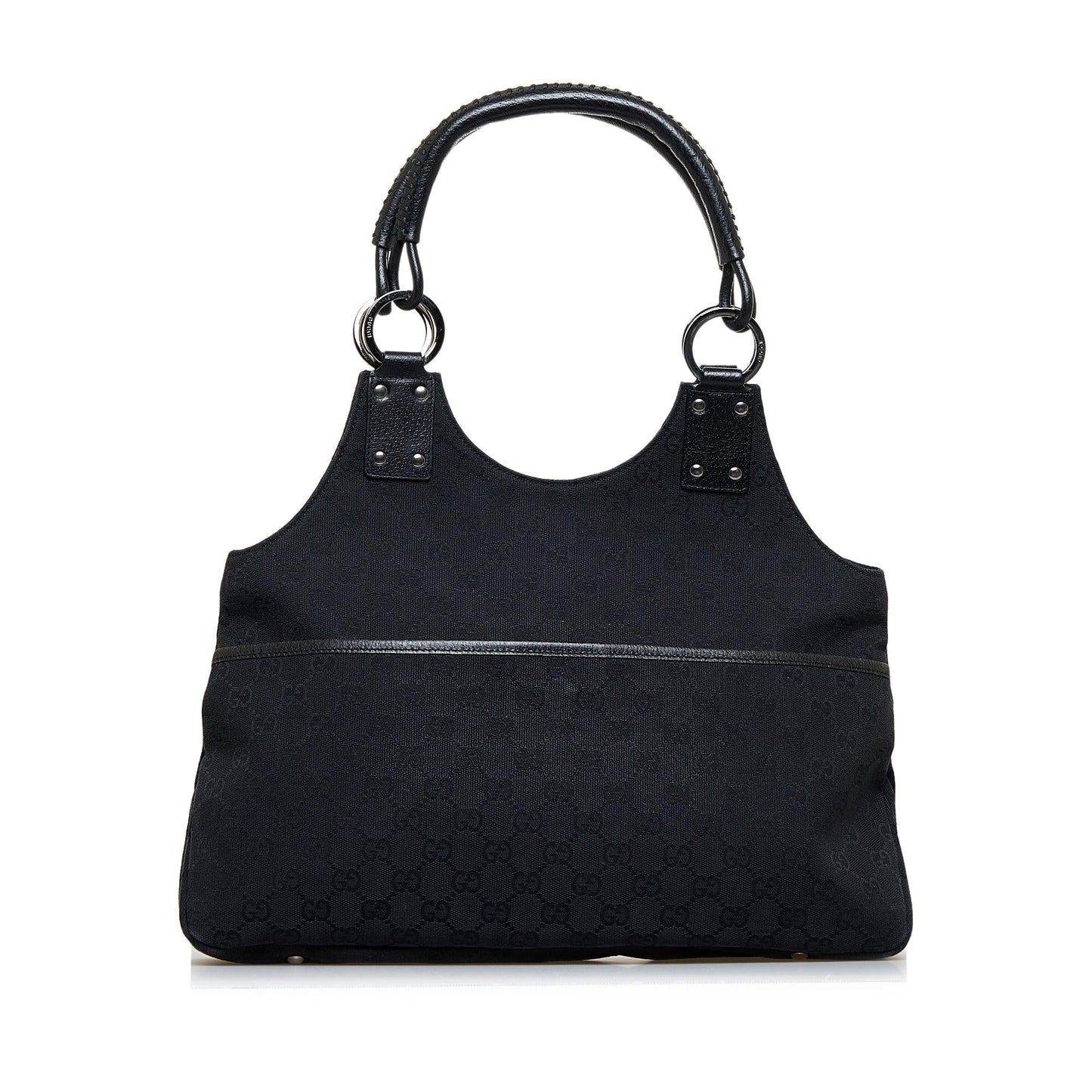 Gucci GG SHG-a6ca6X Canvas Calf Black Satchel Bag