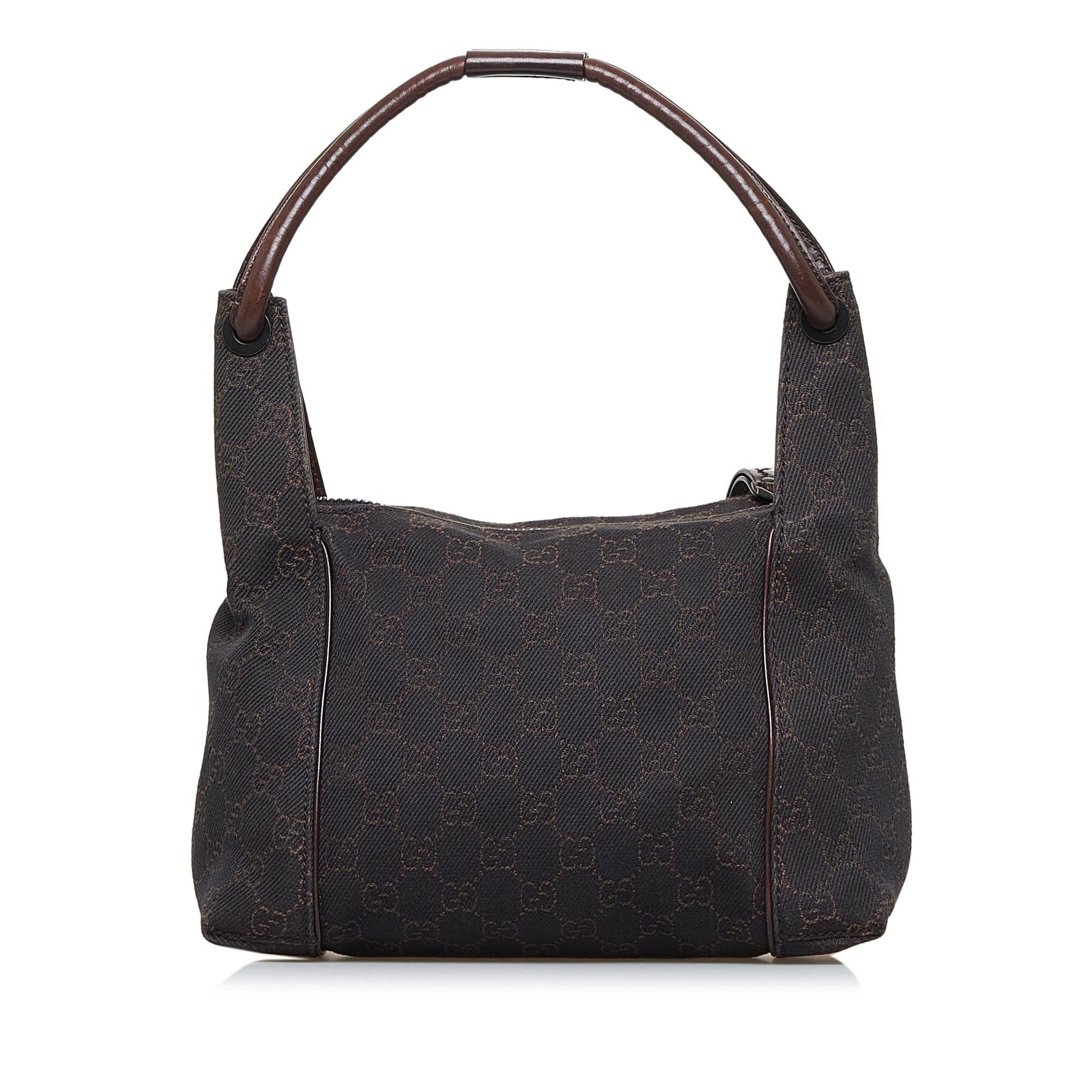 Gucci GG SHG-83OO2p Canvas Calf Brown Satchel Bag
