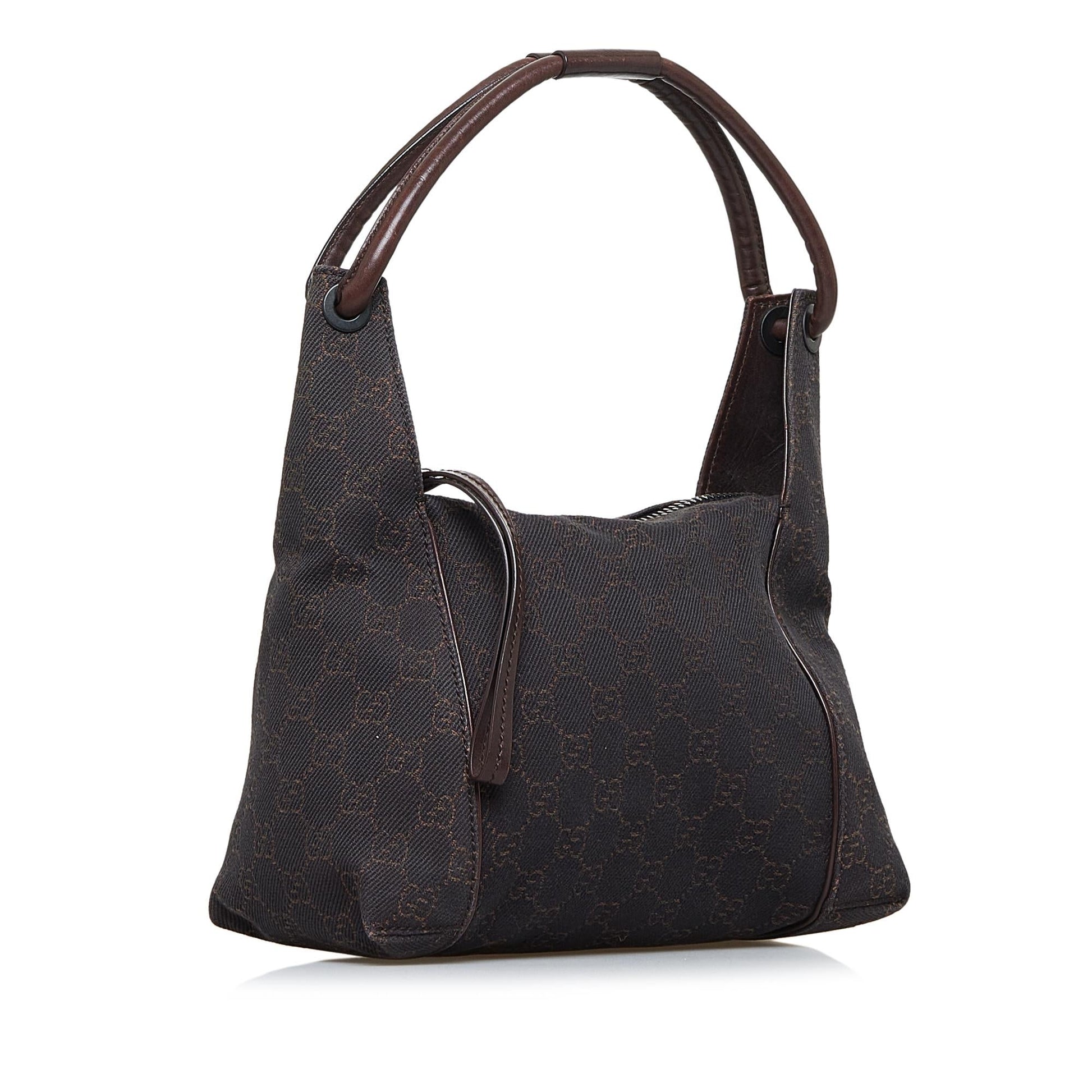 Gucci GG SHG-83OO2p Canvas Calf Brown Satchel Bag