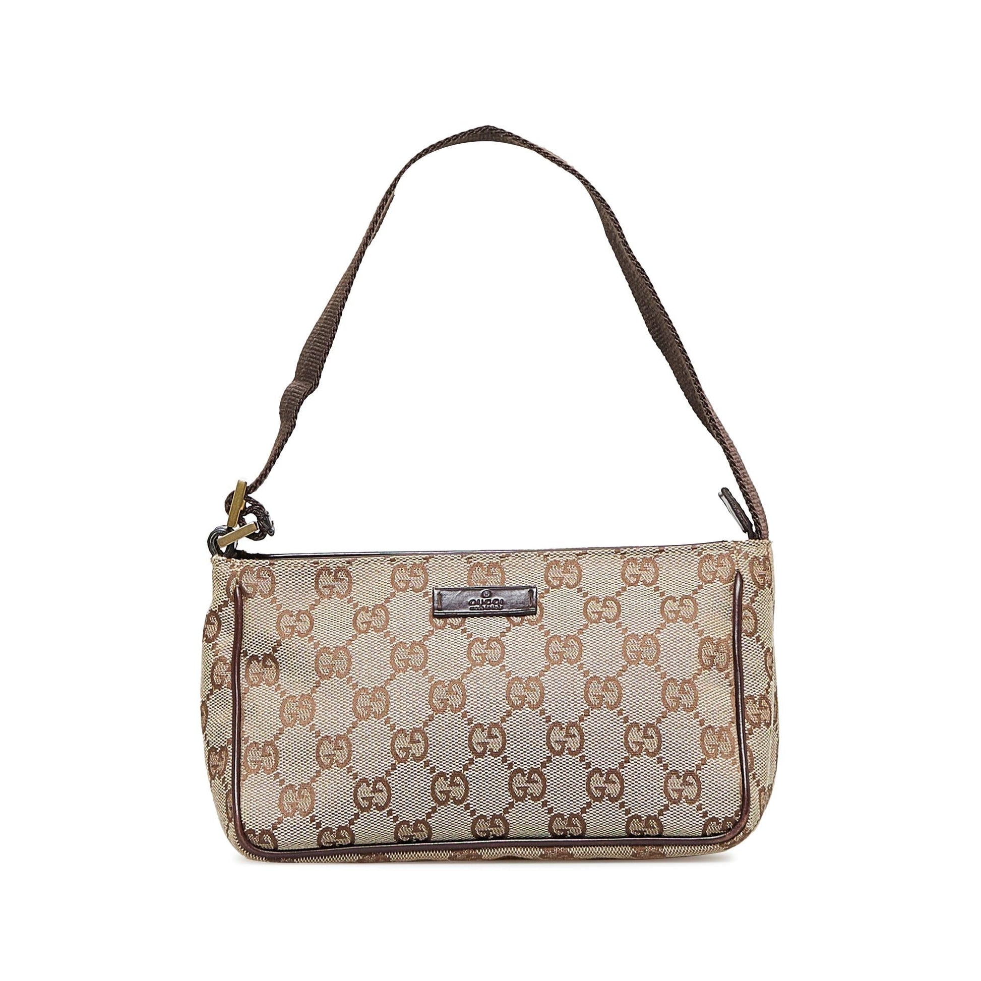 Gucci GG SHG-lMPceG Canvas Brown Satchel Bag