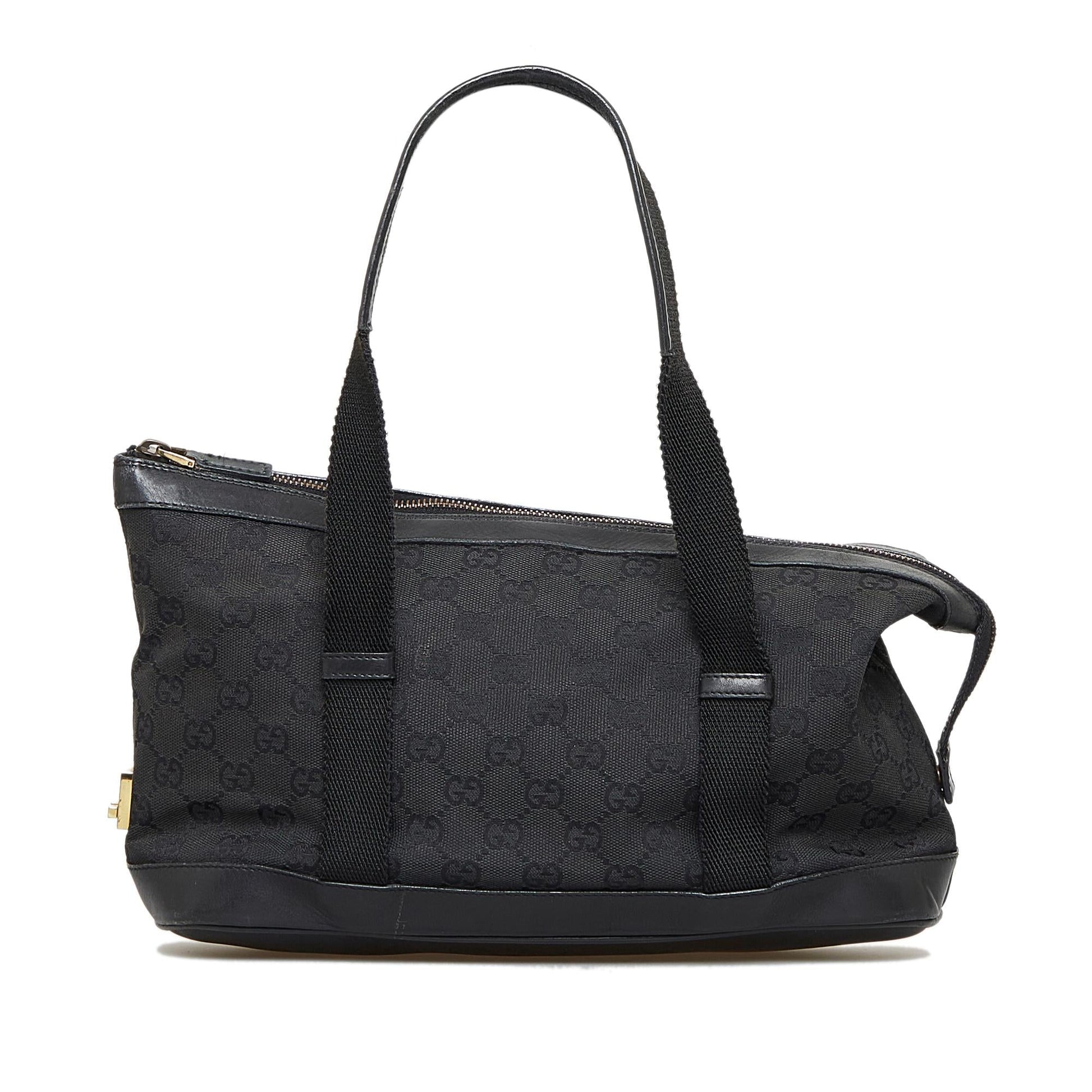 Gucci GG SHG-UuYNHn Canvas Calf Black Satchel Bag