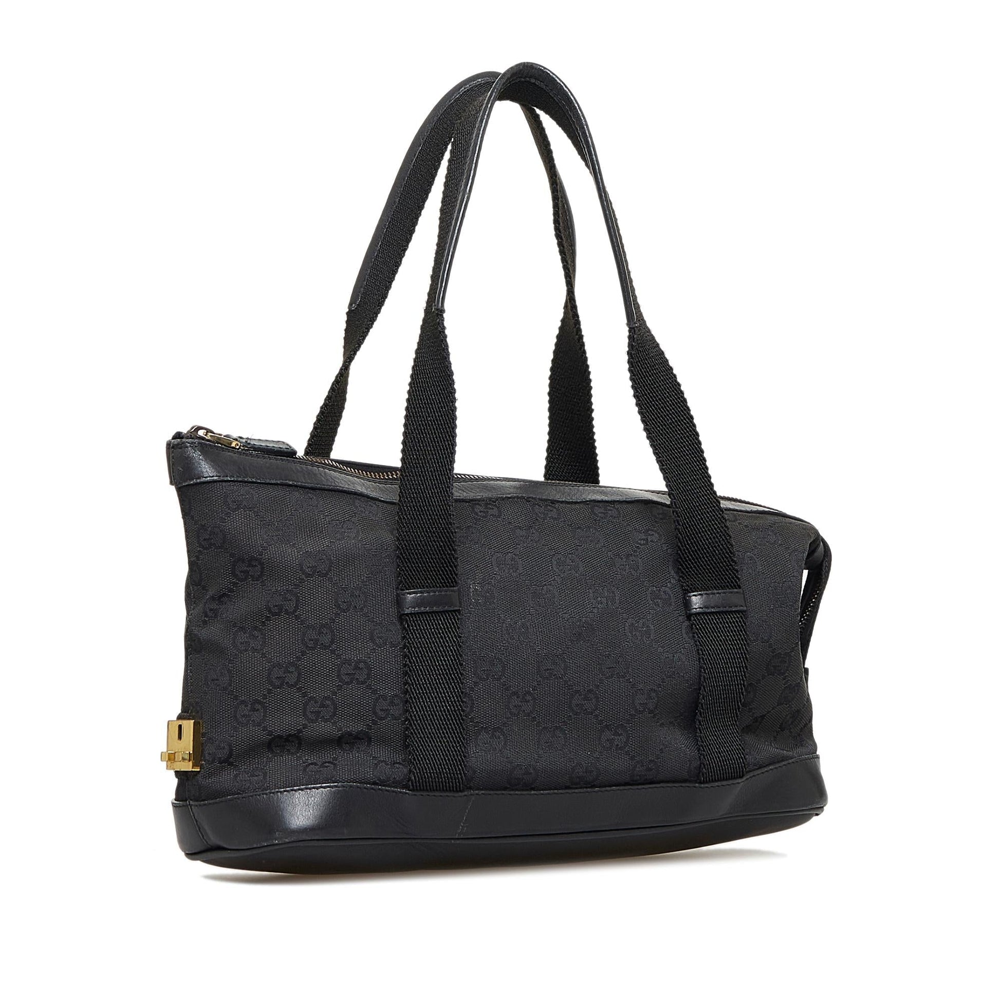 Gucci GG SHG-UuYNHn Canvas Calf Black Satchel Bag