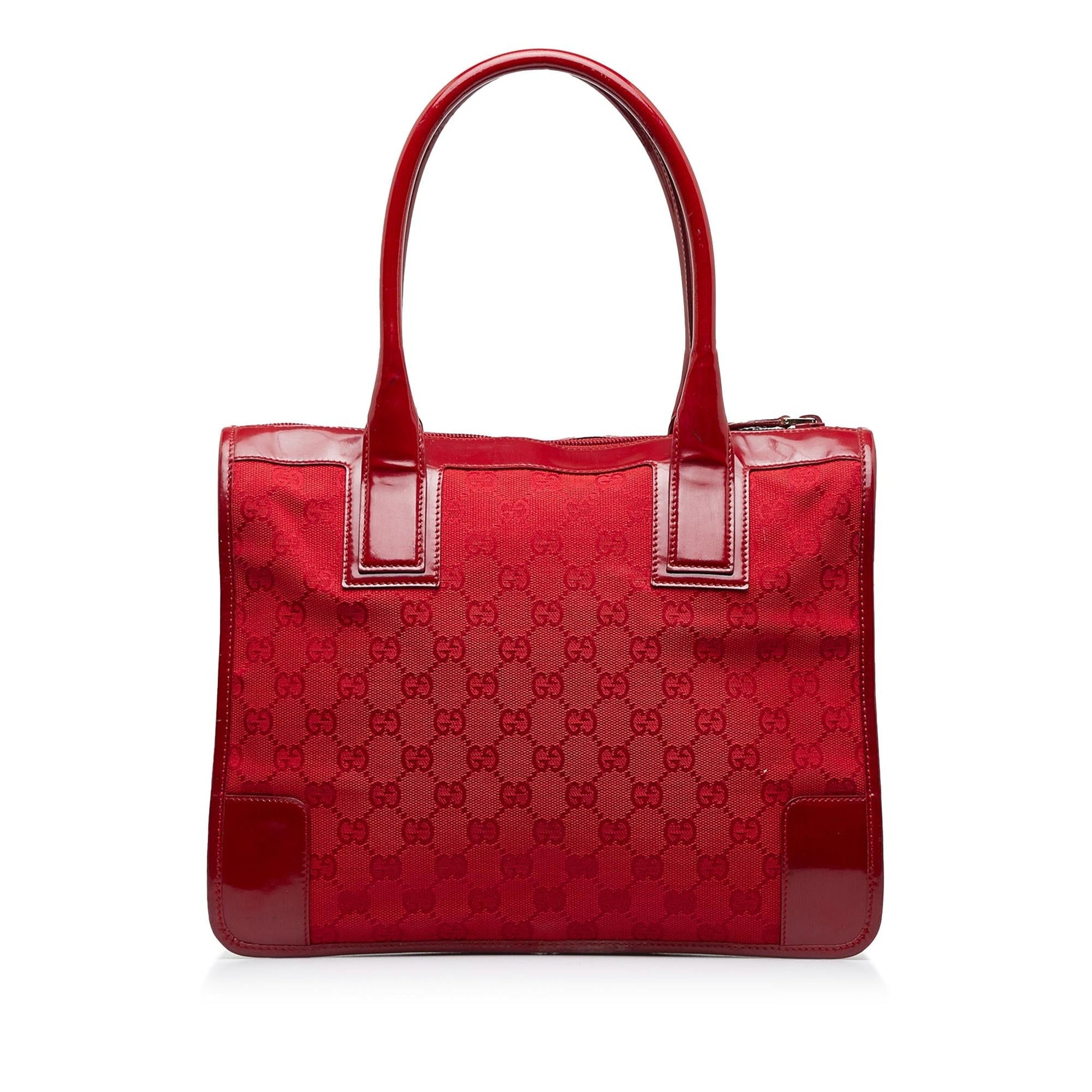 Gucci GG SHG-LnsuHF Canvas Red Satchel Bag