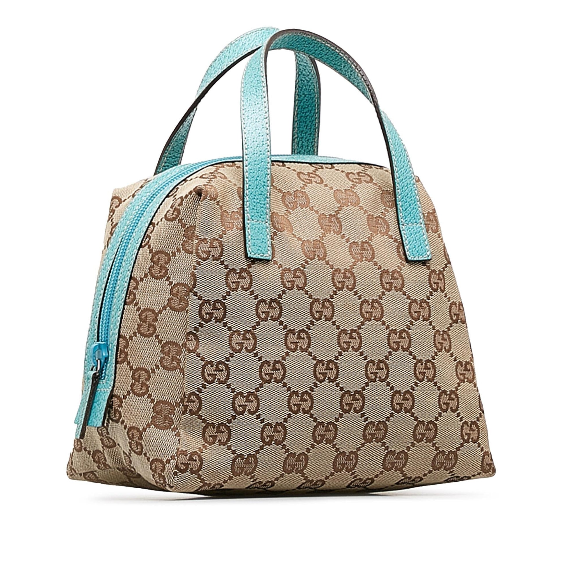 Gucci GG SHG-31oVHS Canvas Brown Satchel Bag