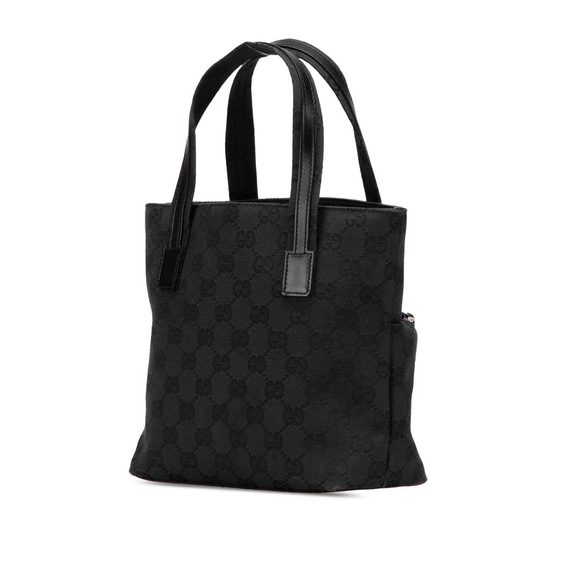 Gucci GG Canvas Calf Black Satchel Bag Handbag 5