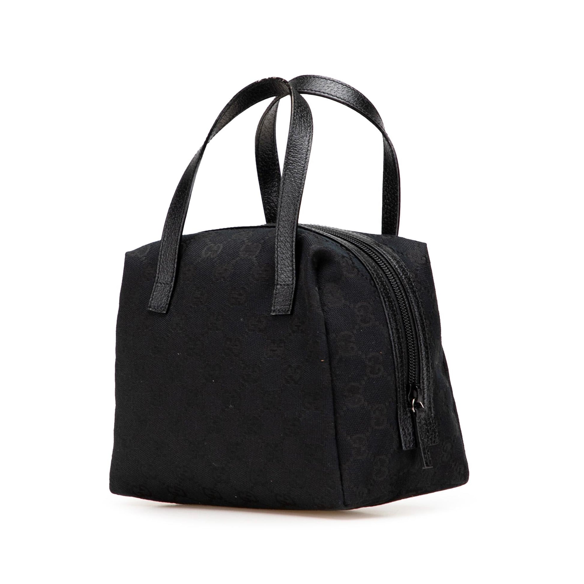 Gucci GG Canvas Calf Black Satchel Bag Handbag 8