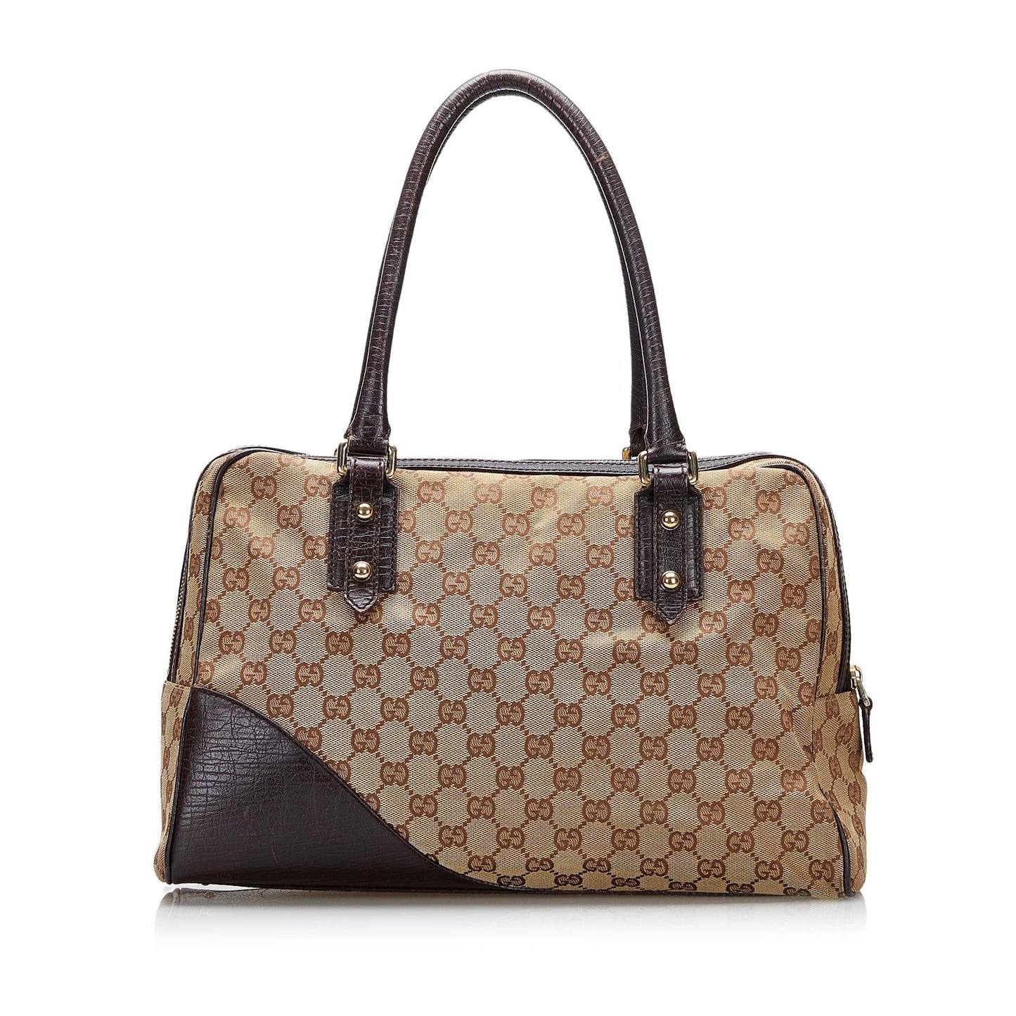 Gucci GG Hasler SHG-kbVyMT Canvas Calf Brown Satchel Bag