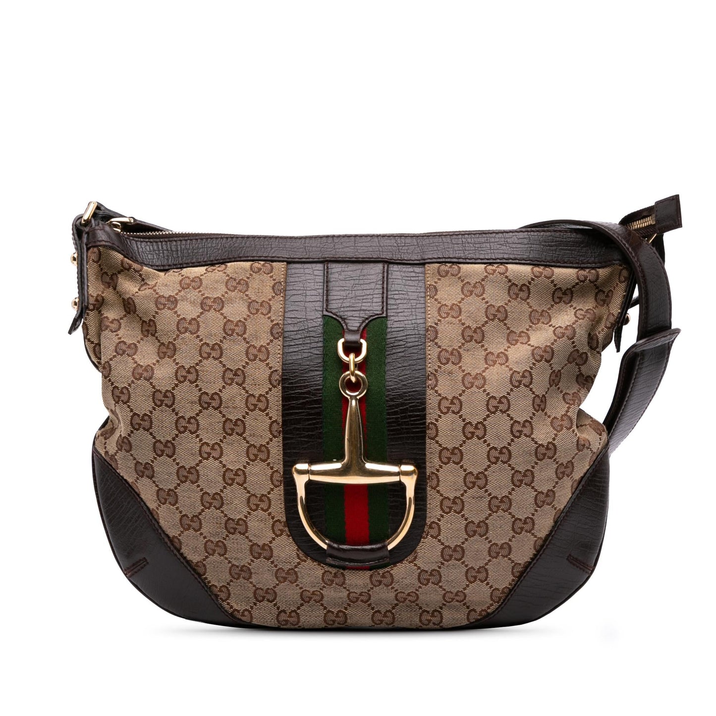 Gucci GG Hasler Web Canvas Brown Crossbody Bag