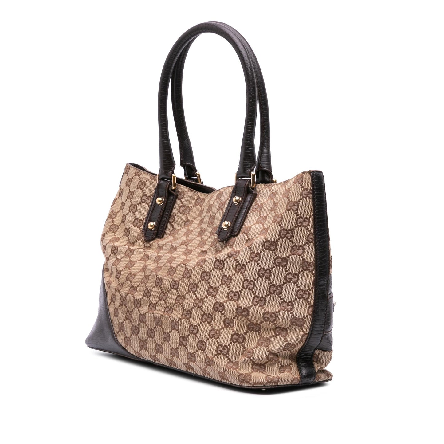 Gucci GG Hasler Web Canvas Brown Tote Bag