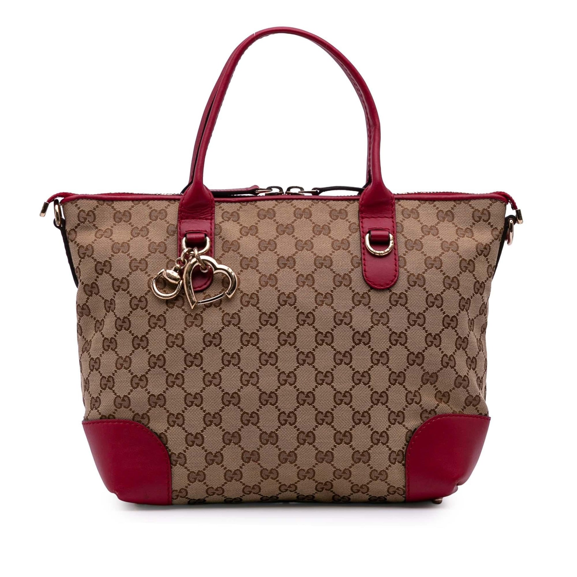 Gucci GG Heart Bit Canvas Travel Bag Bit Satchel