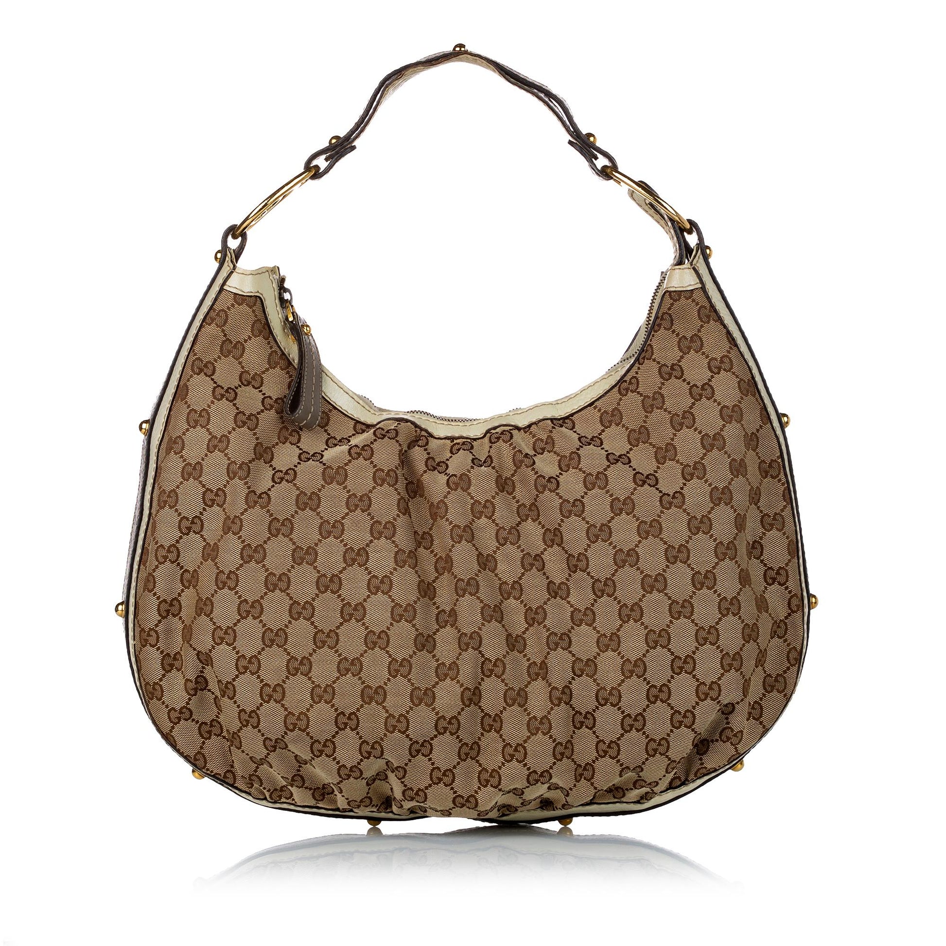 Gucci GG SHG Canvas Calf White Brown Shoulder Bag