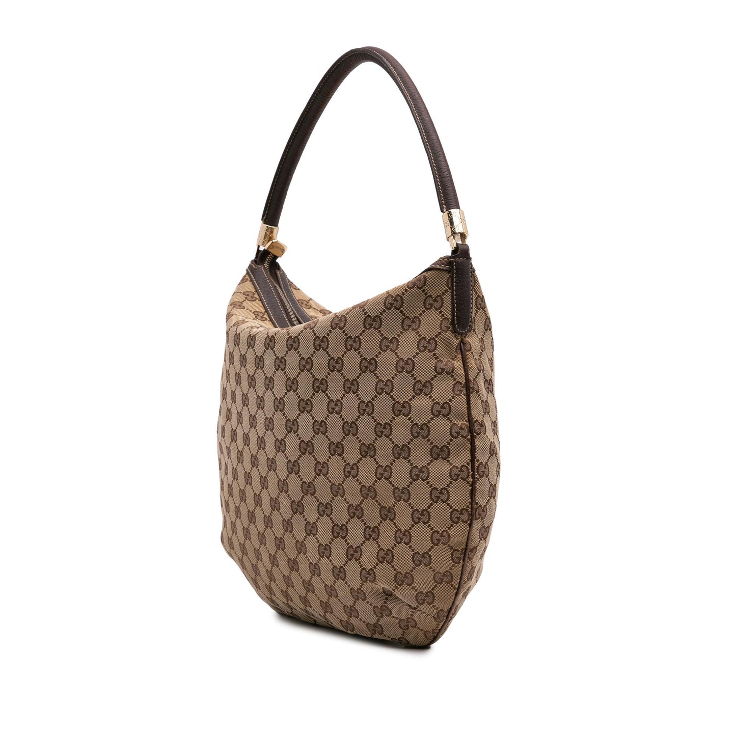 Gucci GG Canvas Calf Brown Shoulder Bag Hobo Bag
