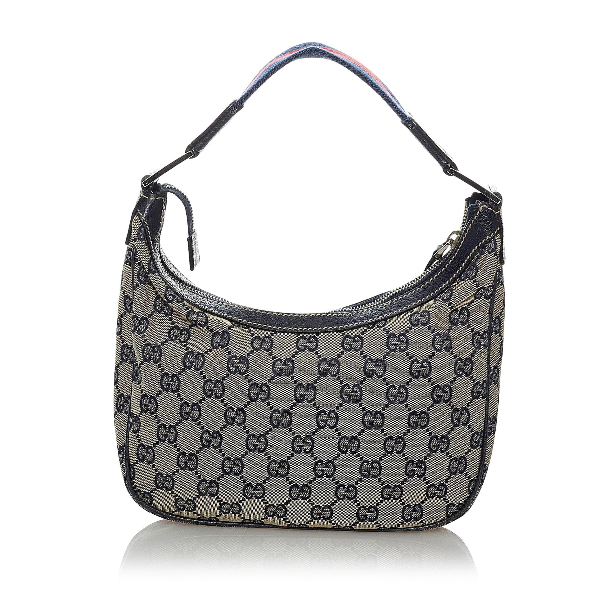 Gucci GG SHG Canvas Calf Blue Grey Shoulder Bag