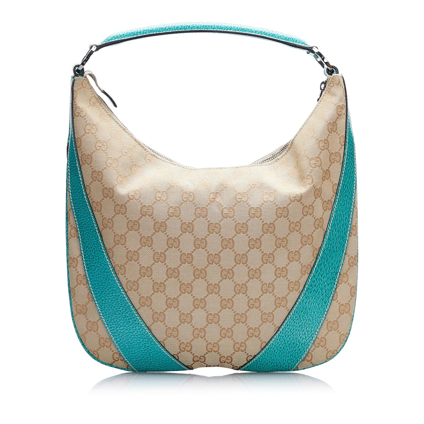 Gucci GG SHG-ValwMn Canvas Calf Brown Green Shoulder Bag