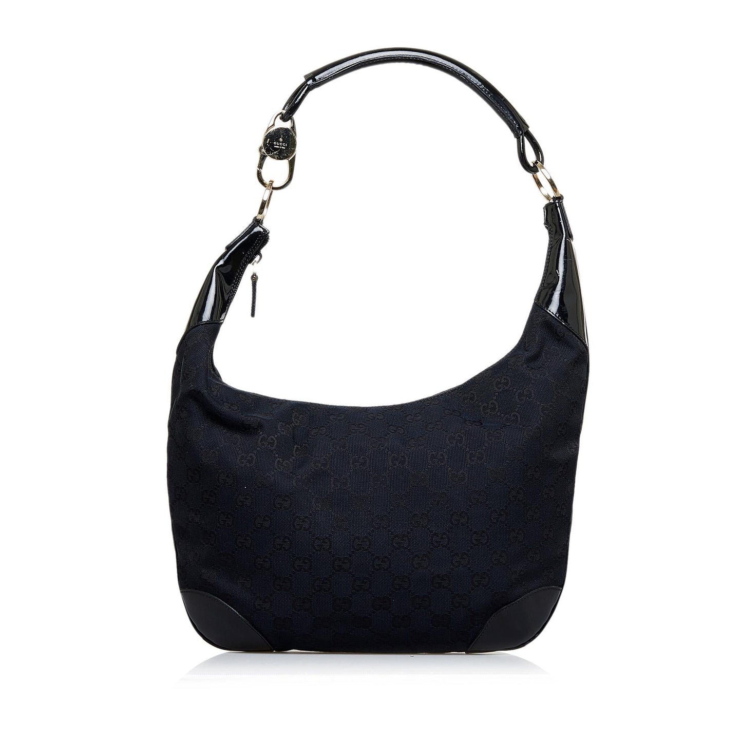 Gucci GG SHG-UShTD8 Leather Canvas Patent Black Shoulder Bag
