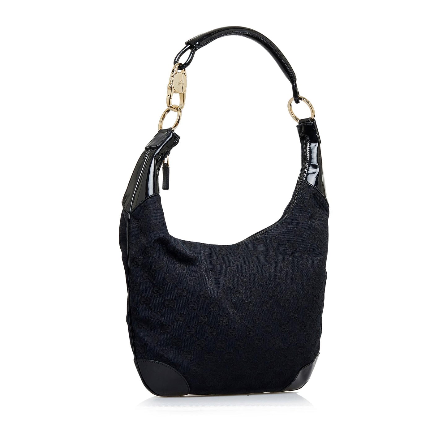 Gucci GG SHG-UShTD8 Leather Canvas Patent Black Shoulder Bag