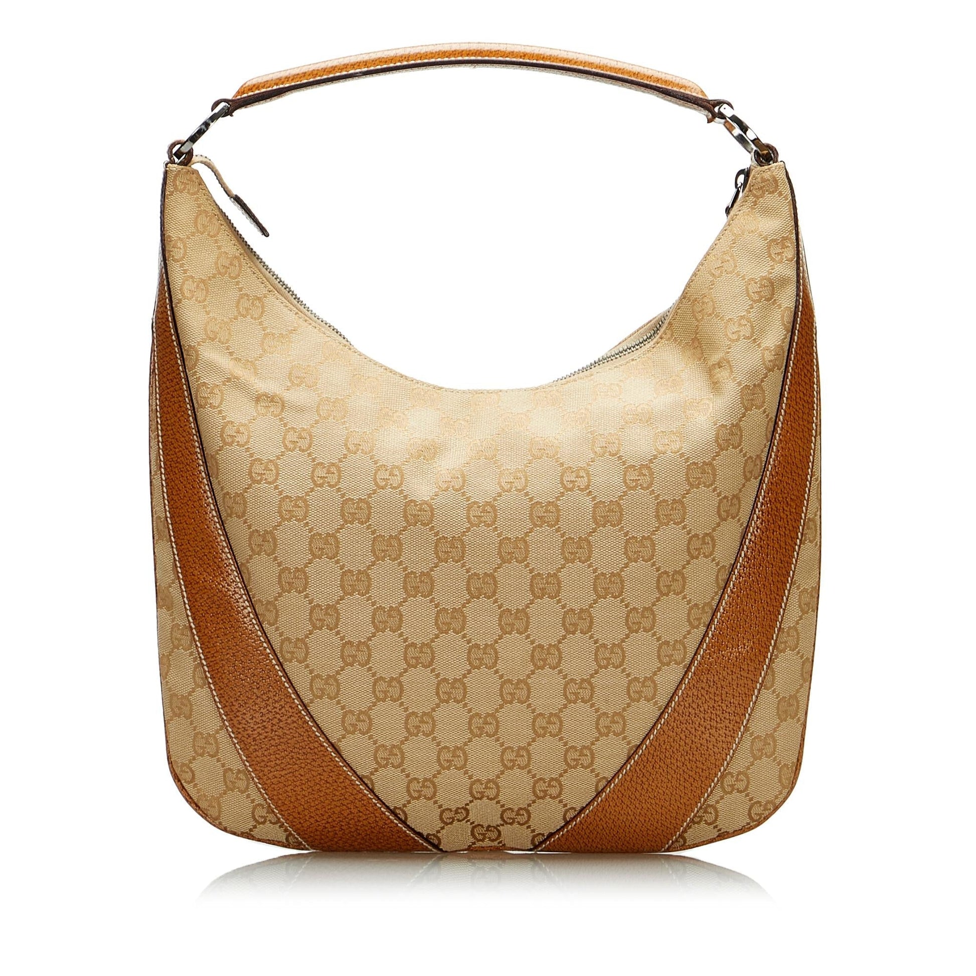 Gucci GG SHG-m7Woue Canvas Calf Brown Shoulder Bag