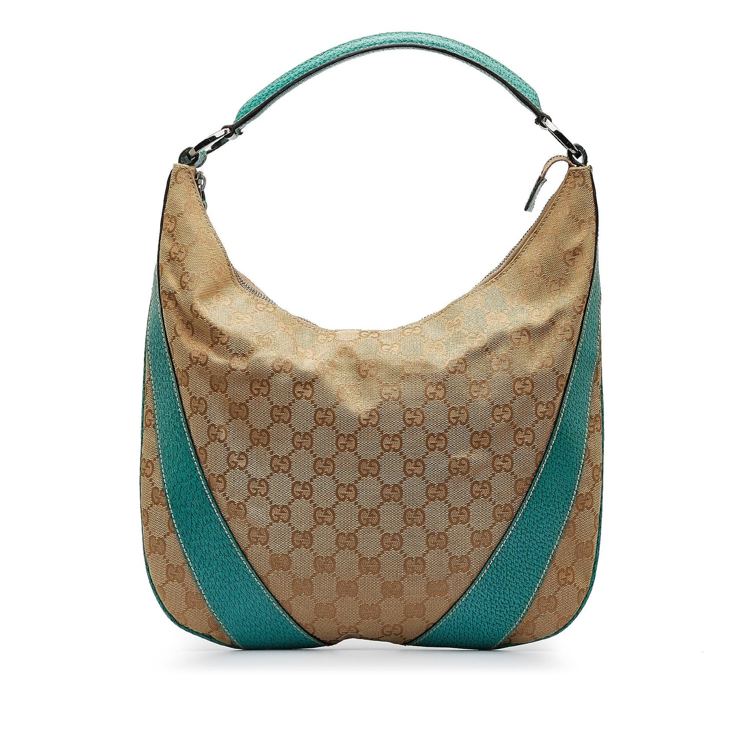 Gucci GG SHG-ISh30v Canvas Calf Brown Green Shoulder Bag