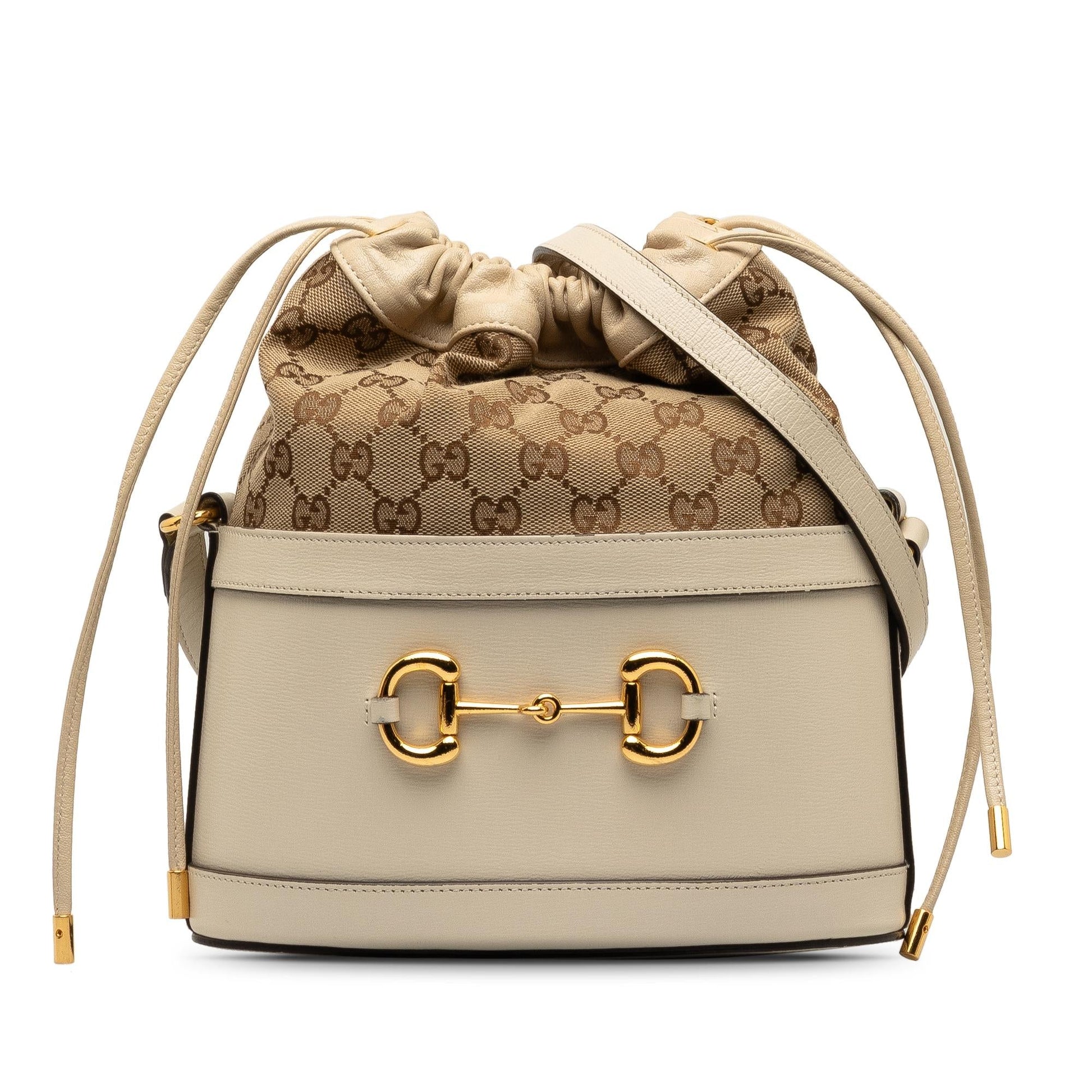 Gucci GG Horsebit SHG-sD1os5 Canvas Calf Brown Bucket Shoulder Bag