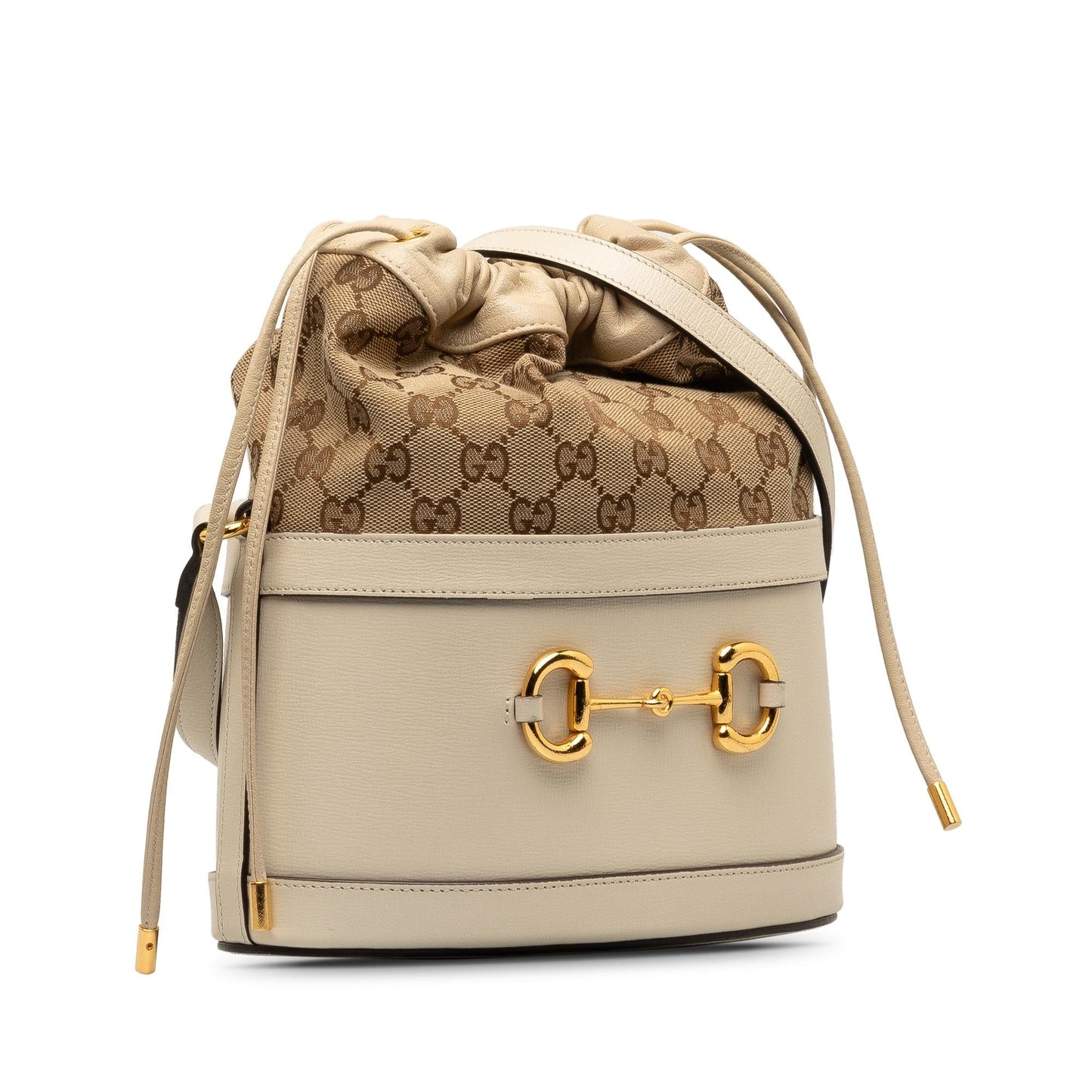 Gucci GG Horsebit SHG-sD1os5 Canvas Calf Brown Bucket Shoulder Bag