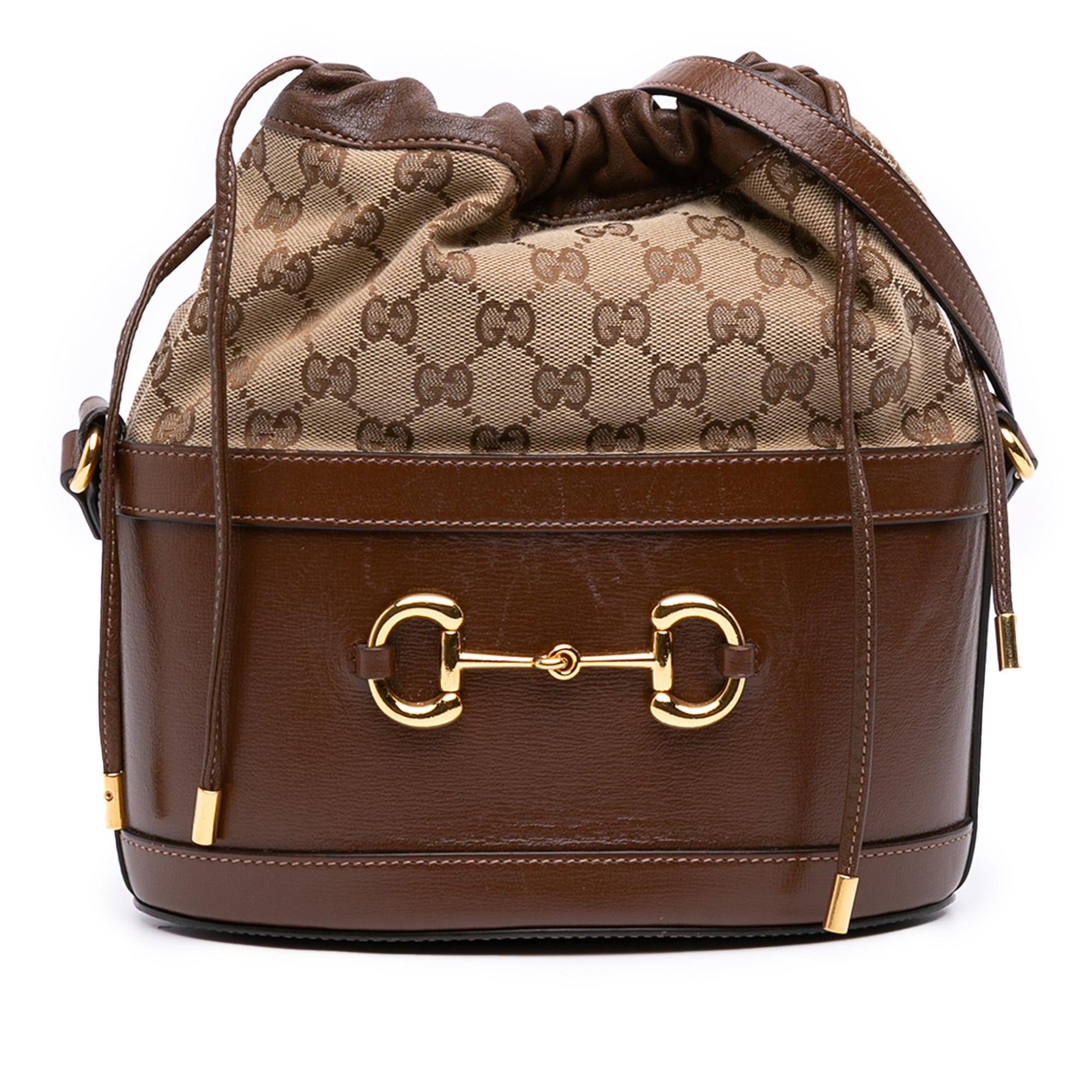 Gucci GG Horsebit Canvas Bucket Shoulder Bag
