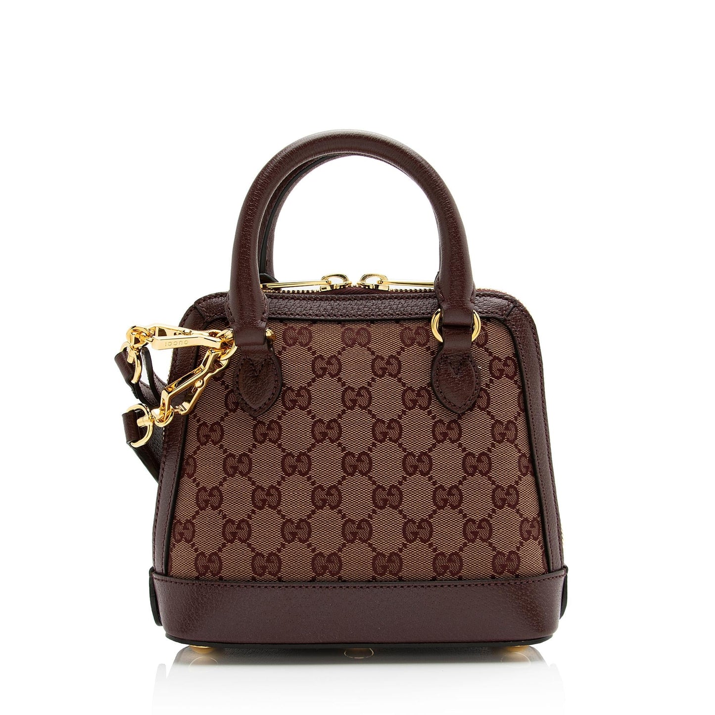 Gucci GG Horsebit Top Handle SHF Leather Canvas Nylon Red Satchel Bag