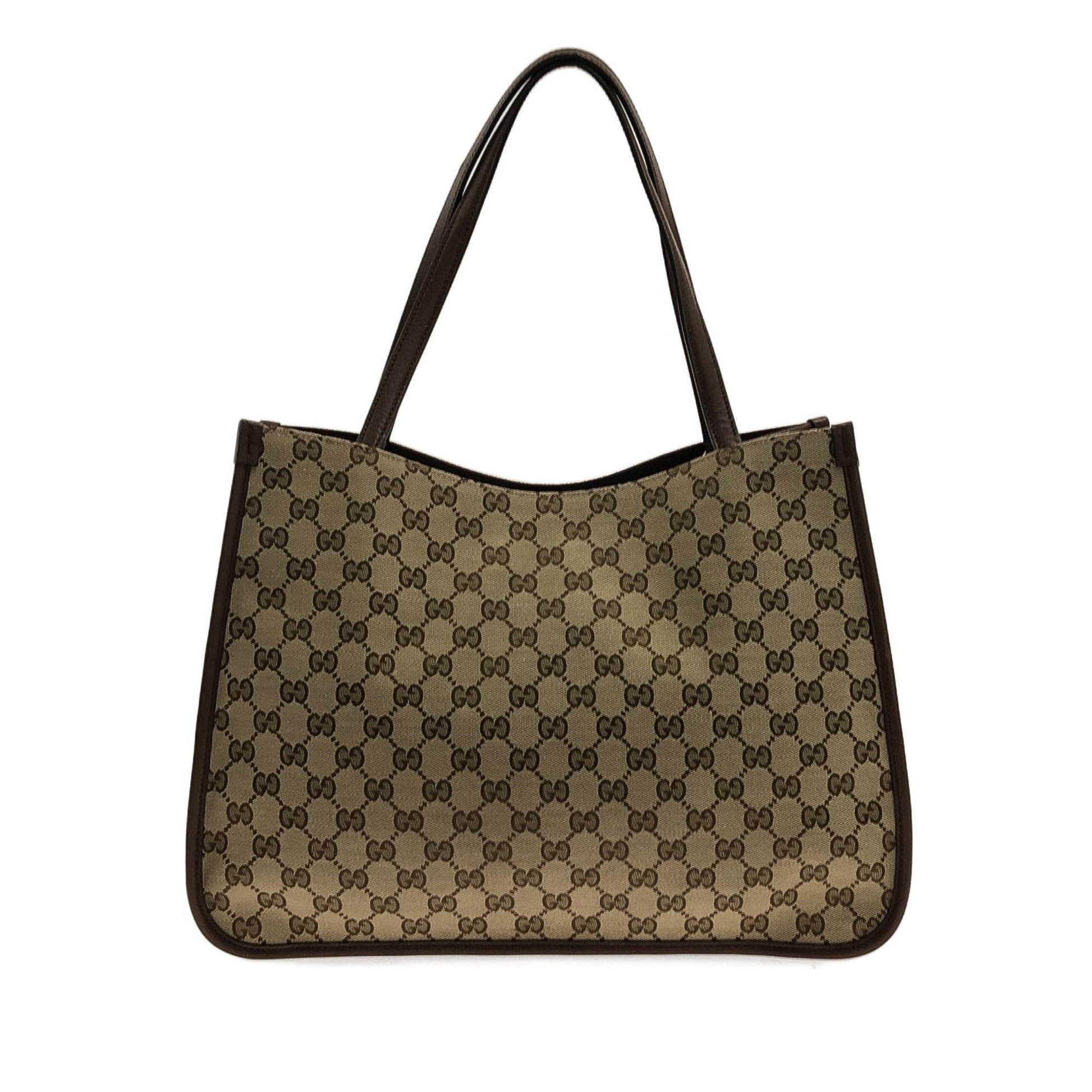 Gucci GG Horsebit SHG-f3BOeU Canvas Calf Brown Tote Bag