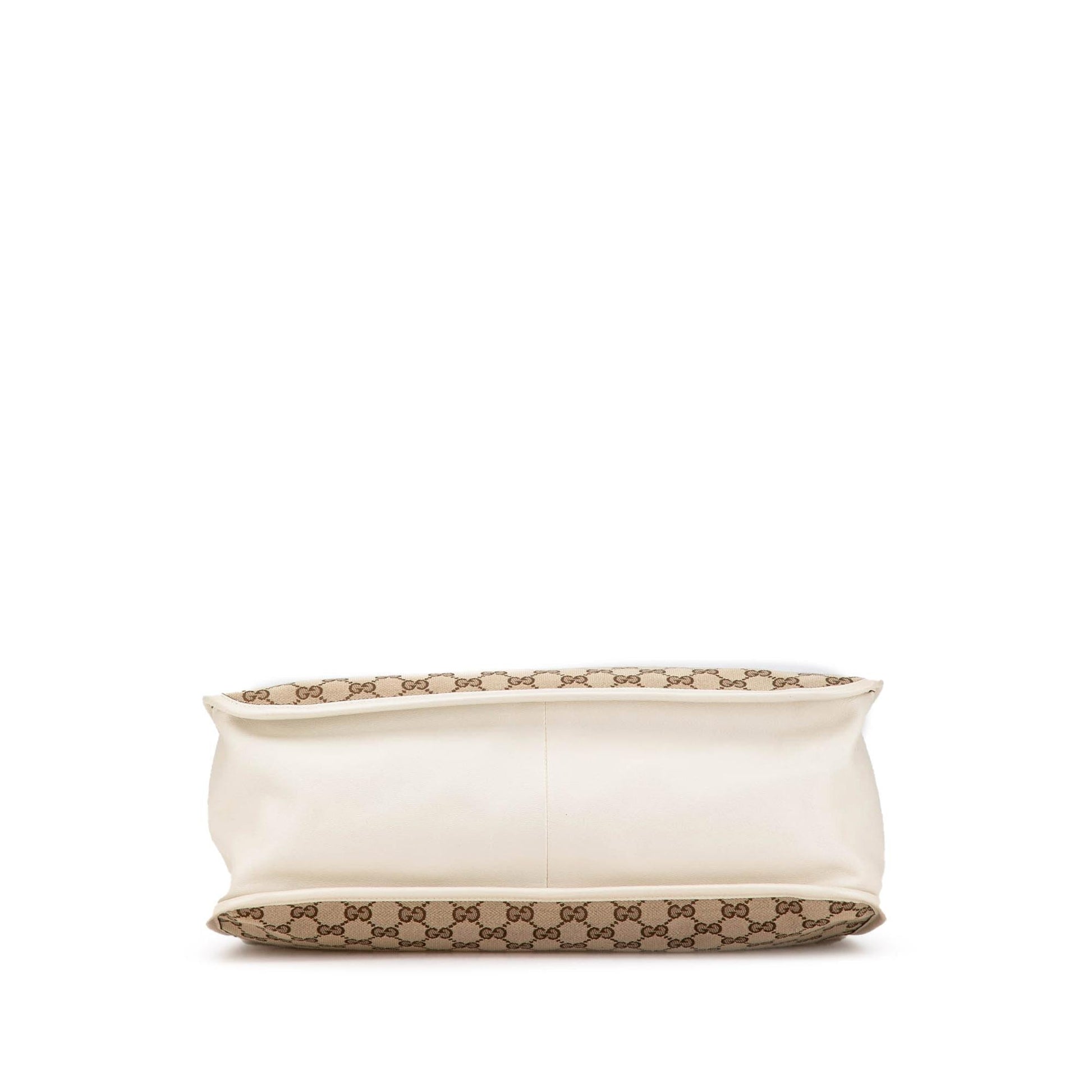 Gucci GG Horsebit Canvas Calf White Brown Tote Bag