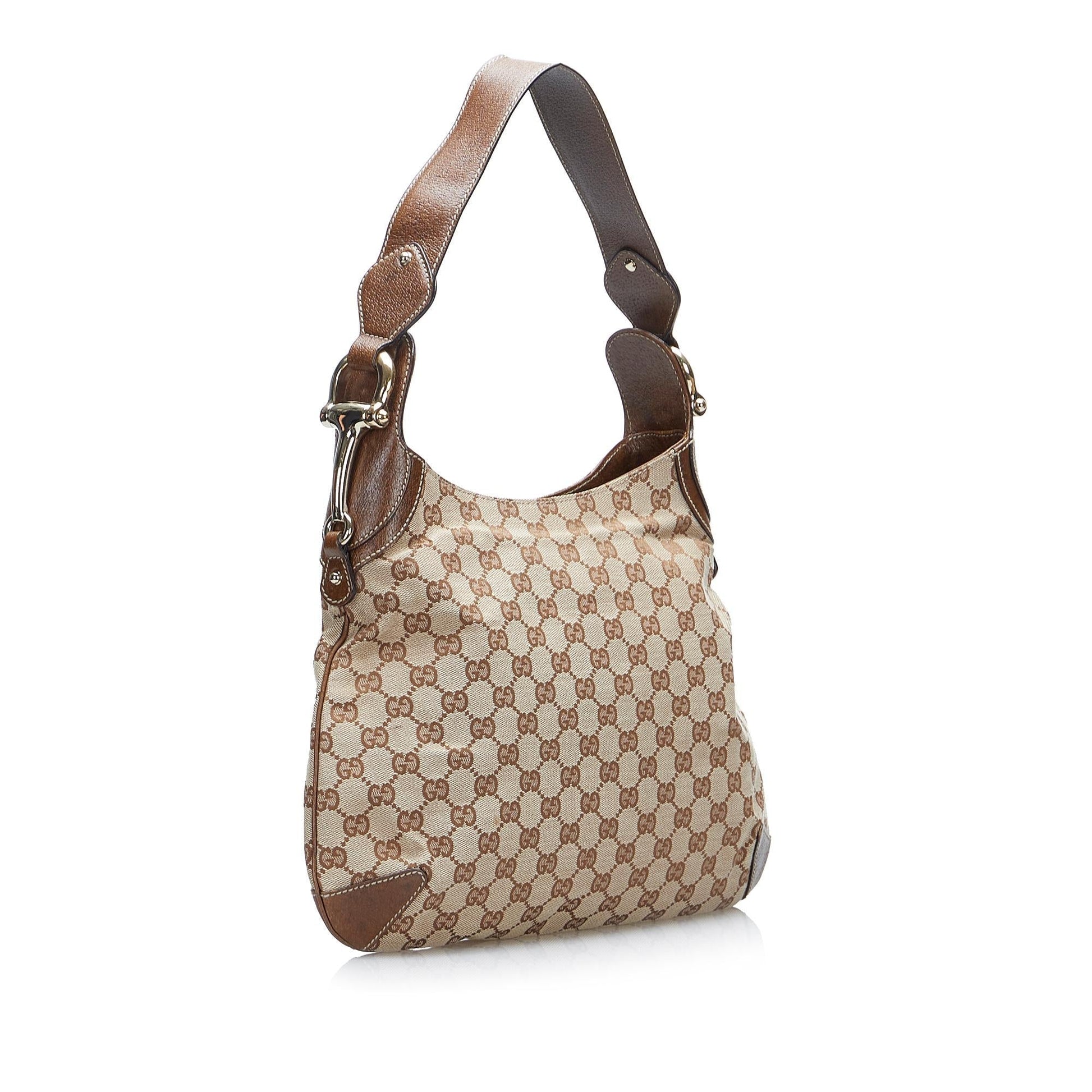 Gucci GG Horsebit Creole SHG-y6YgpM Canvas Brown Shoulder Bag