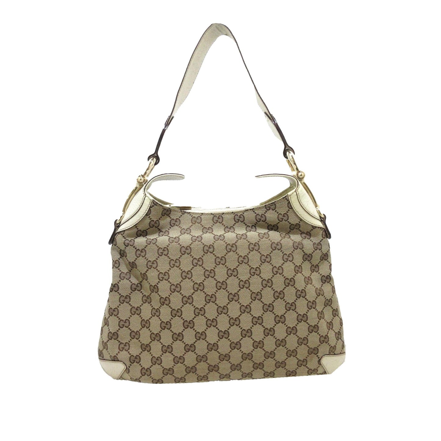 Gucci GG Horsebit Creole SHG-6V5vLp Canvas Calf White Brown Shoulder Bag
