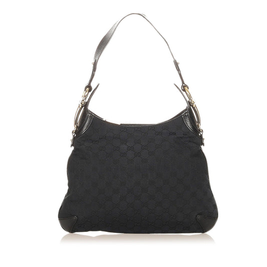 Gucci GG Horsebit Creole SHG Canvas Black Shoulder Bag