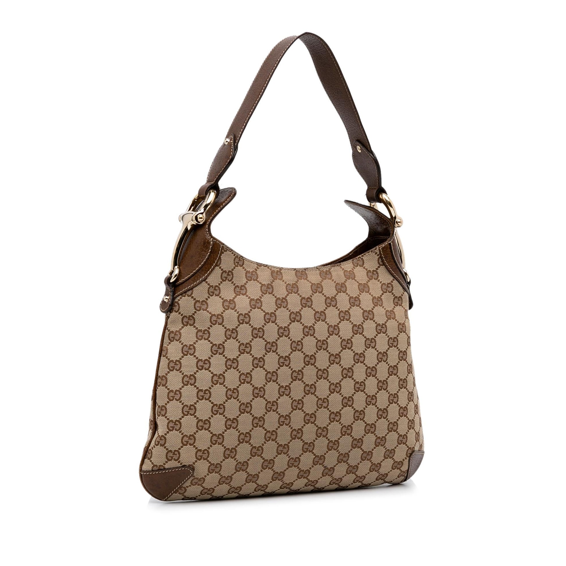 Gucci GG Horsebit Creole SHG-7WckAN Canvas Calf Brown Shoulder Bag