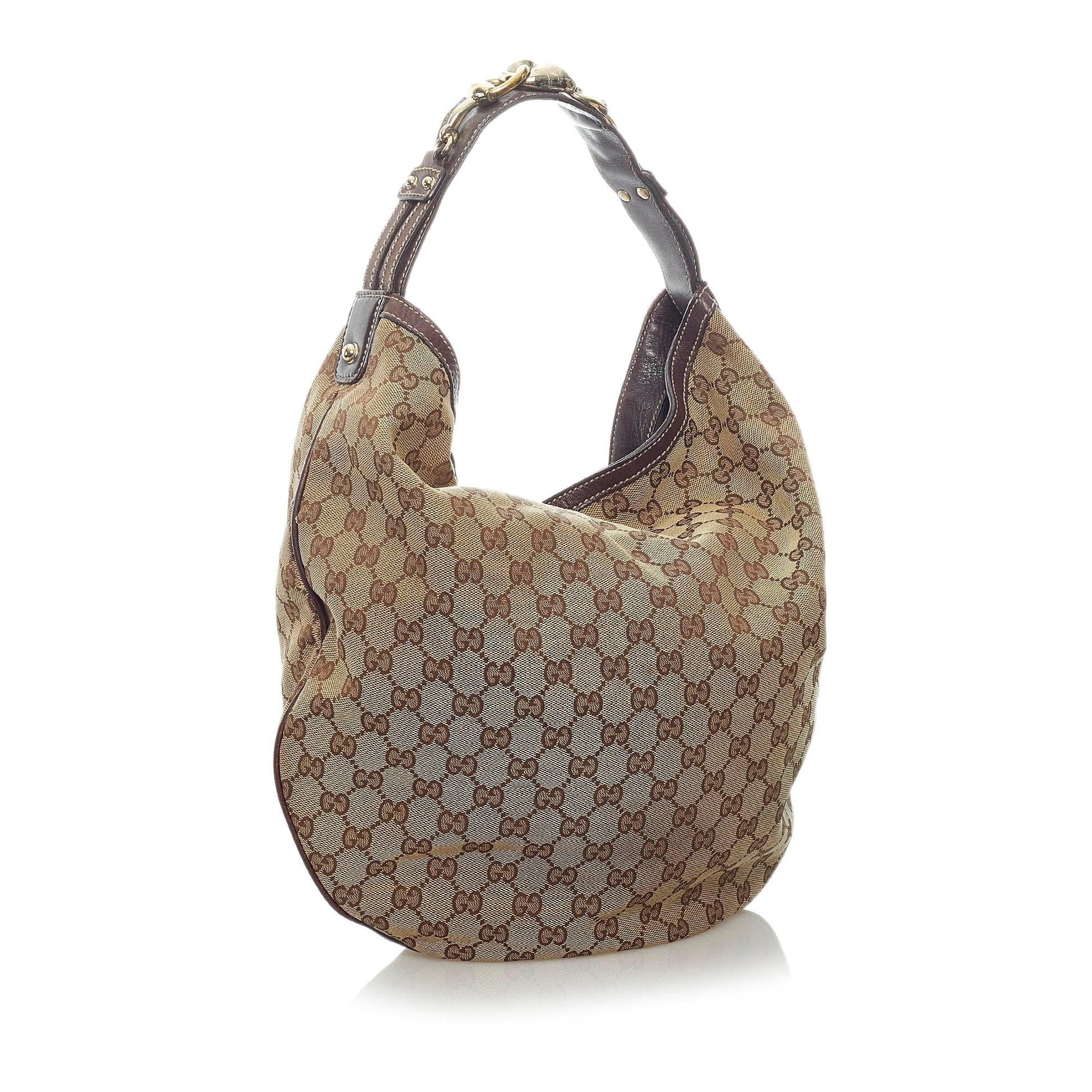 Gucci GG Horsebit SHG Canvas Brown Shoulder Bag Bag Shg