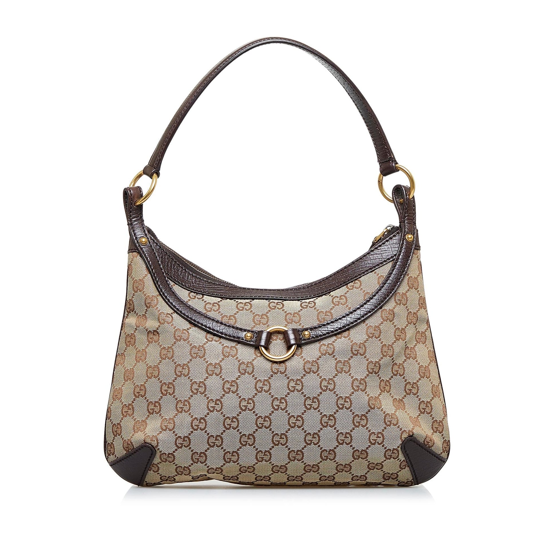 Gucci GG Horsebit SHG-3vKr0U Canvas Brown Shoulder Bag