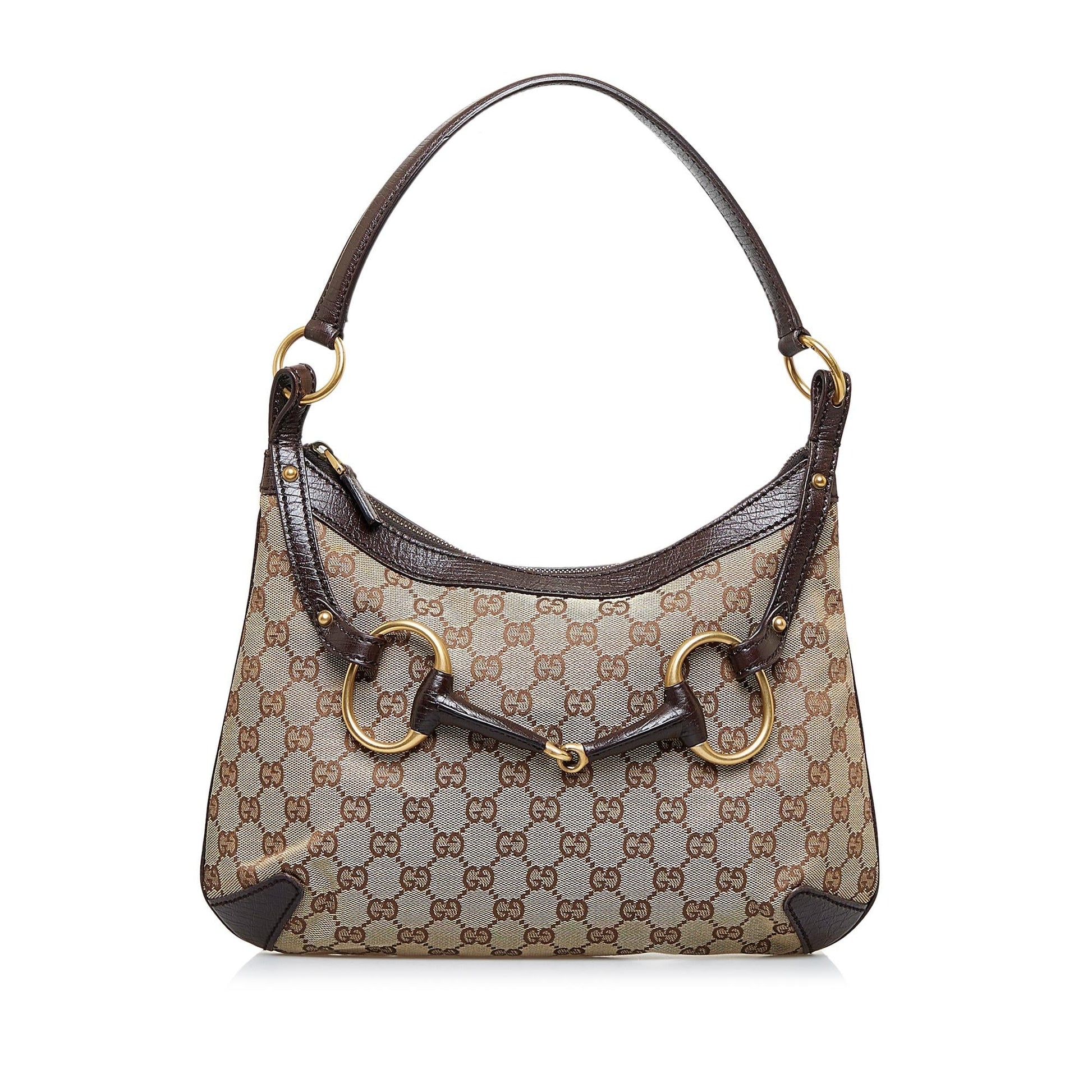 Gucci GG Horsebit SHG-3vKr0U Canvas Brown Shoulder Bag