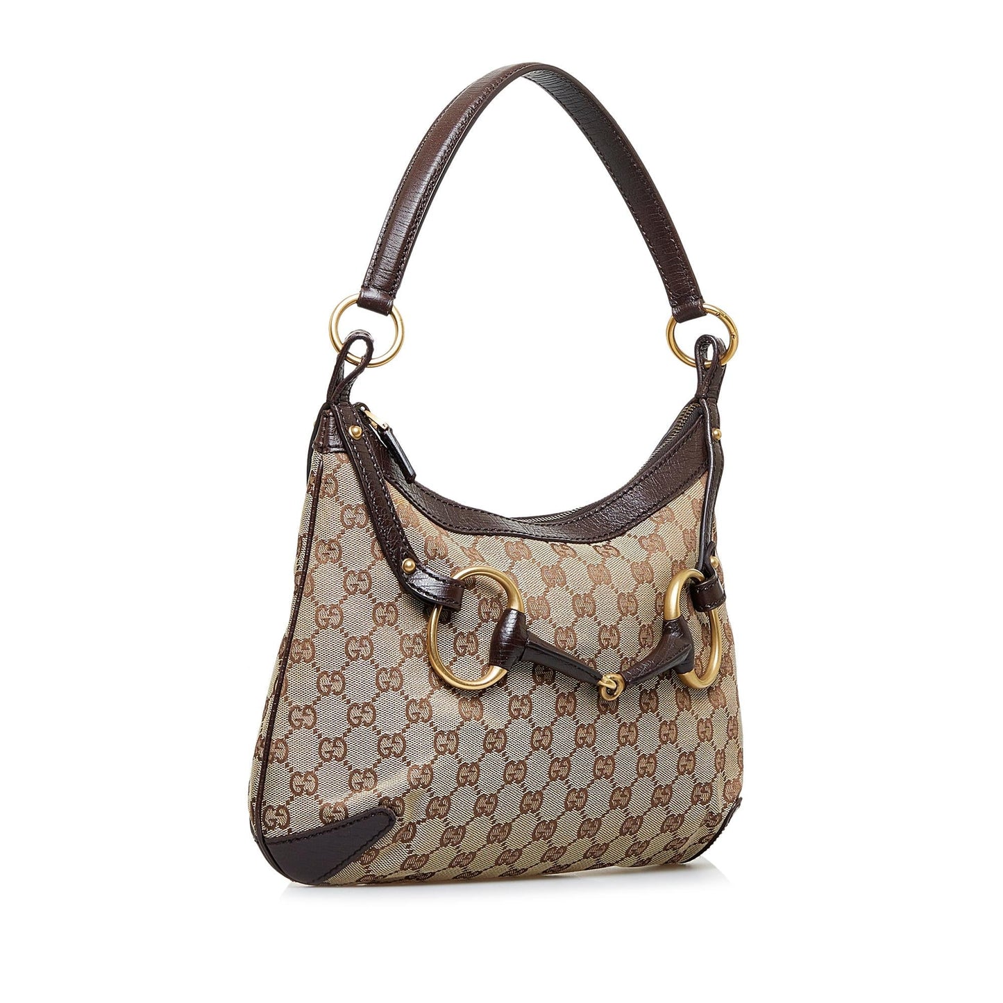 Gucci GG Horsebit SHG-3vKr0U Canvas Brown Shoulder Bag