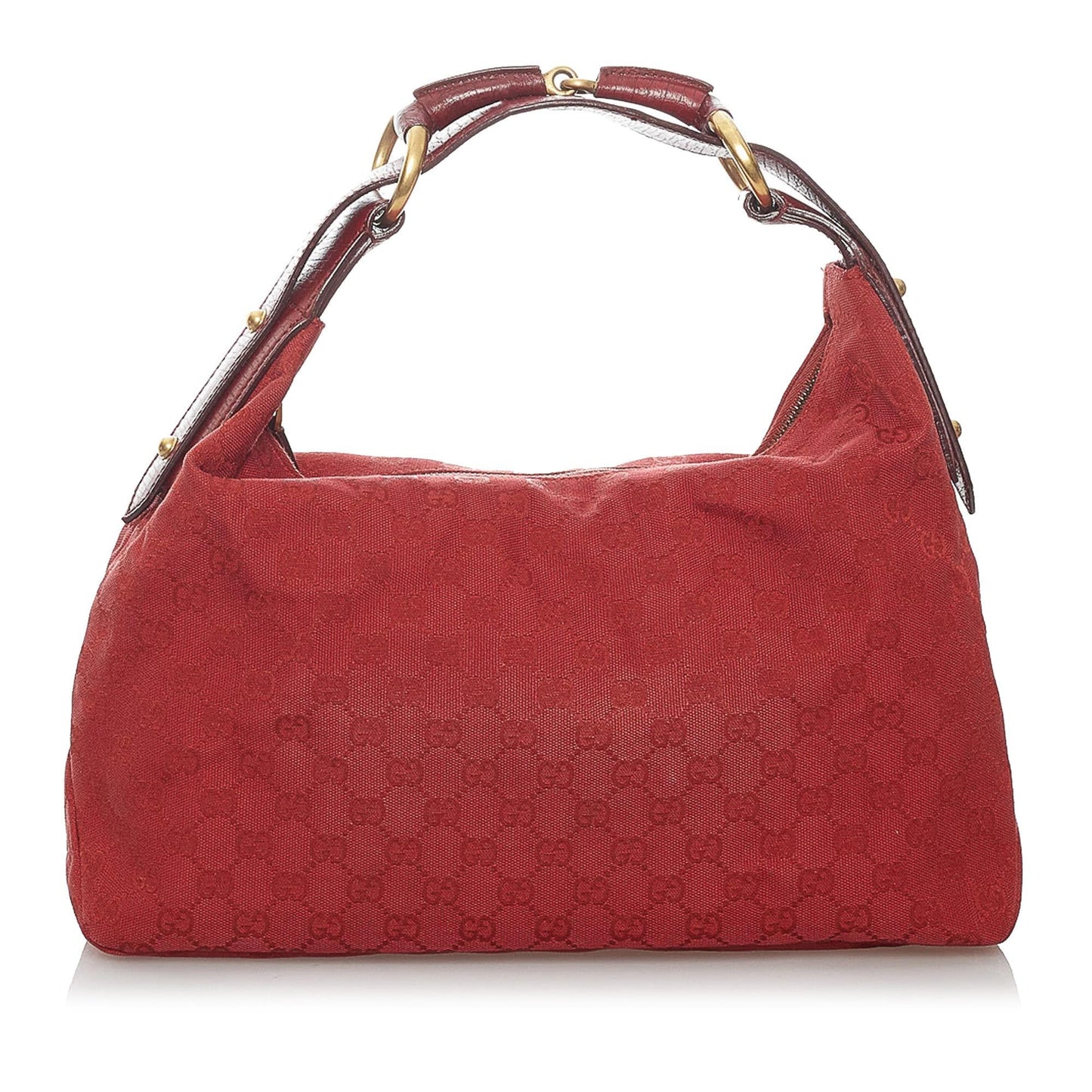 Gucci GG Horsebit SHG Canvas Red Satchel Bag