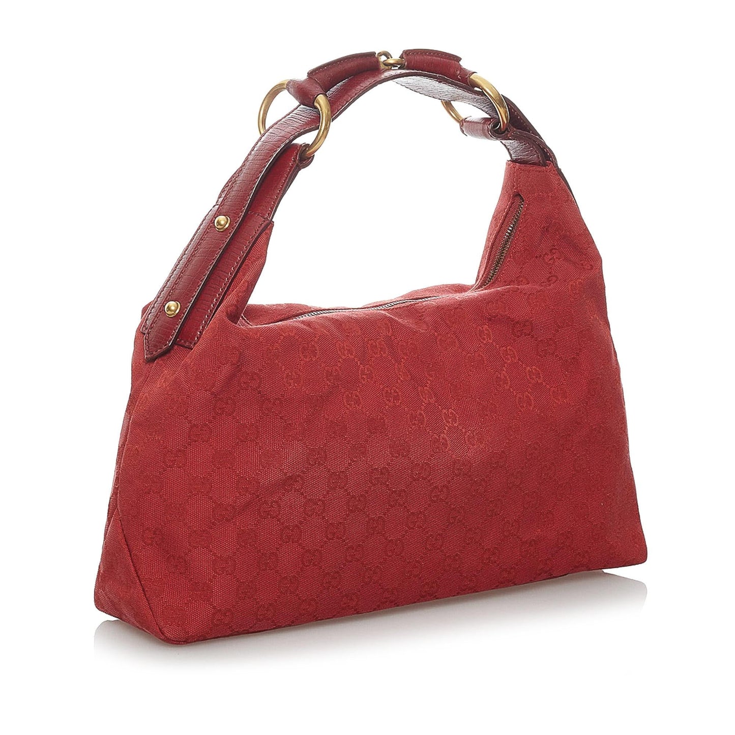 Gucci GG Horsebit SHG Canvas Red Satchel Bag