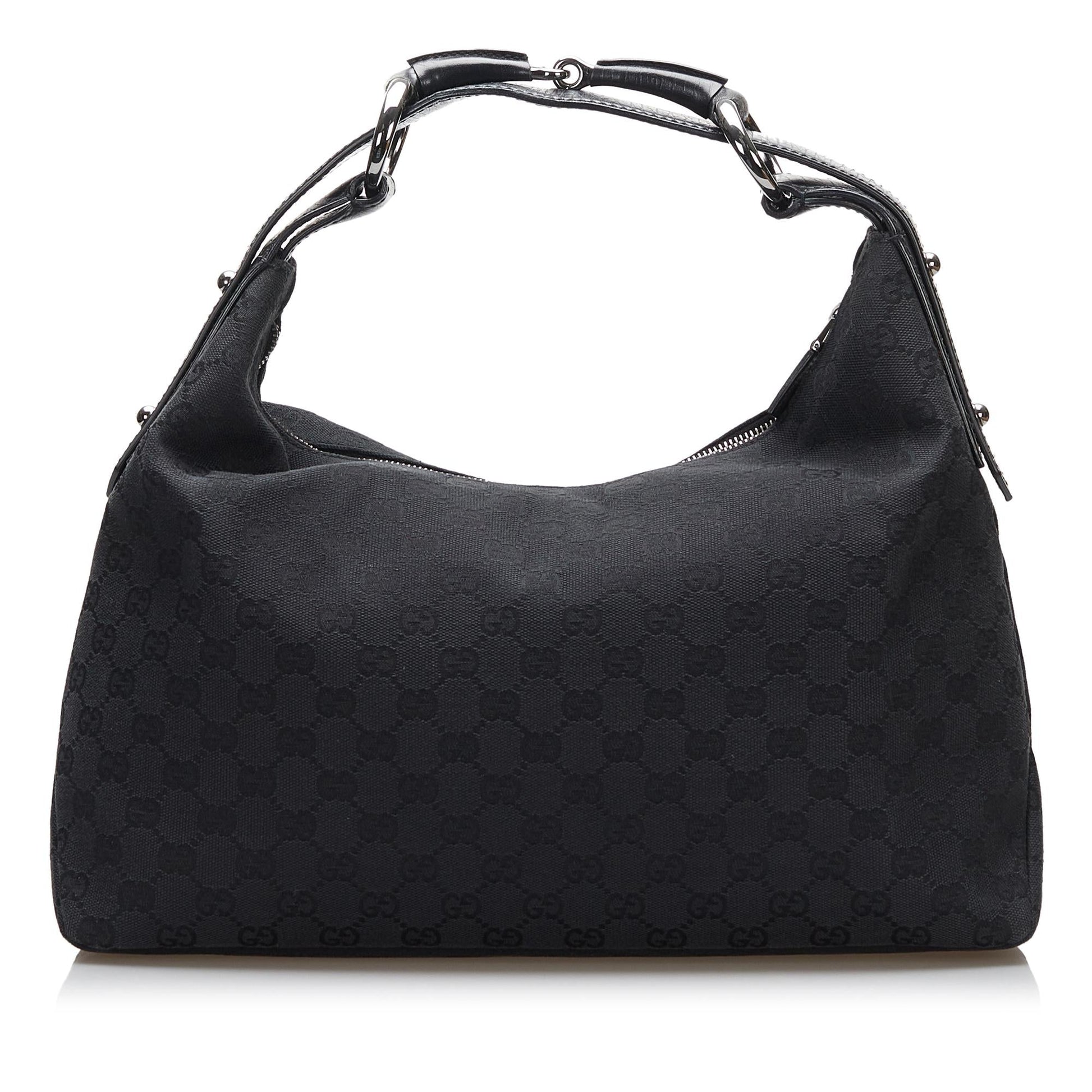 Gucci GG Horsebit SHG Canvas Black Shoulder Bag