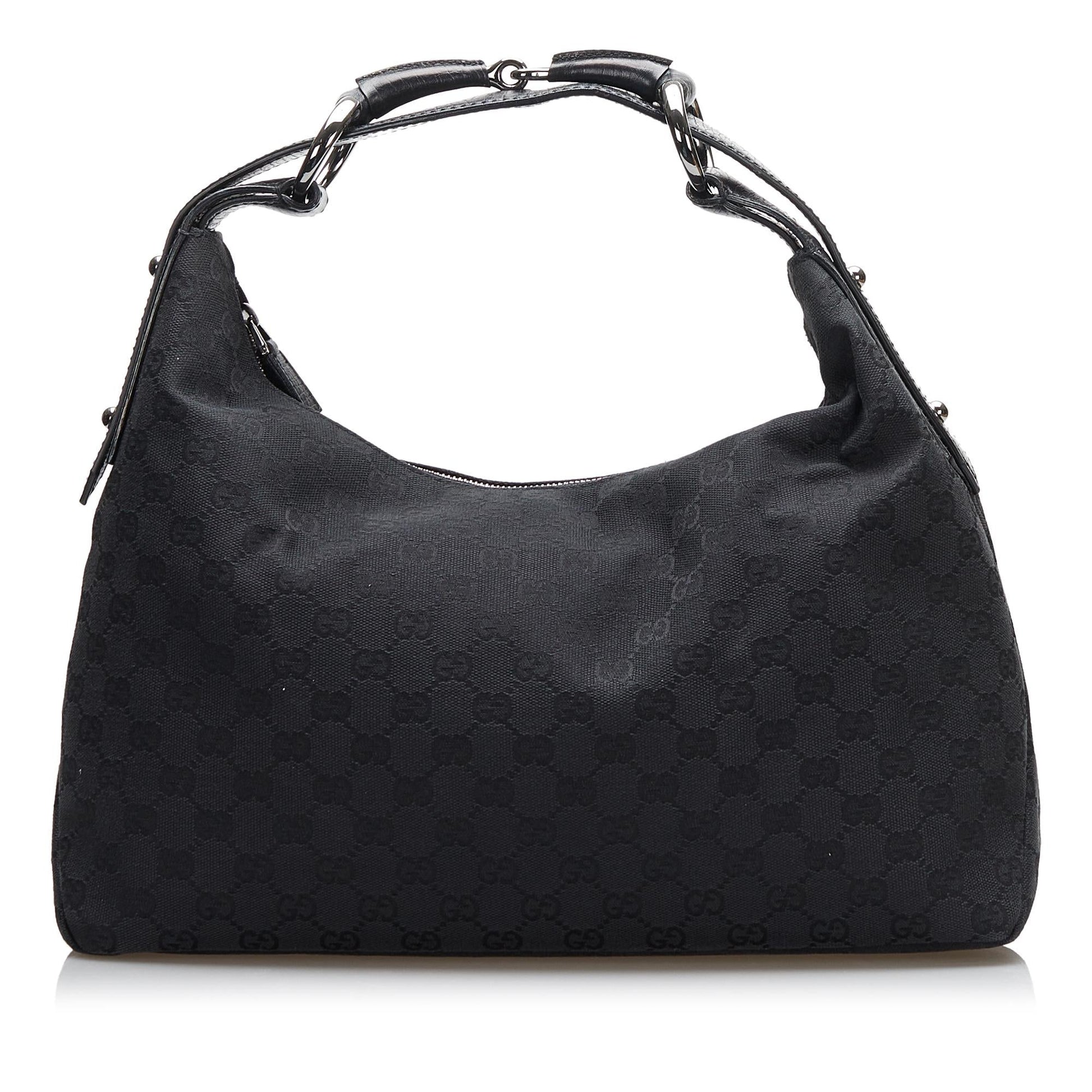 Gucci GG Horsebit SHG Canvas Black Shoulder Bag
