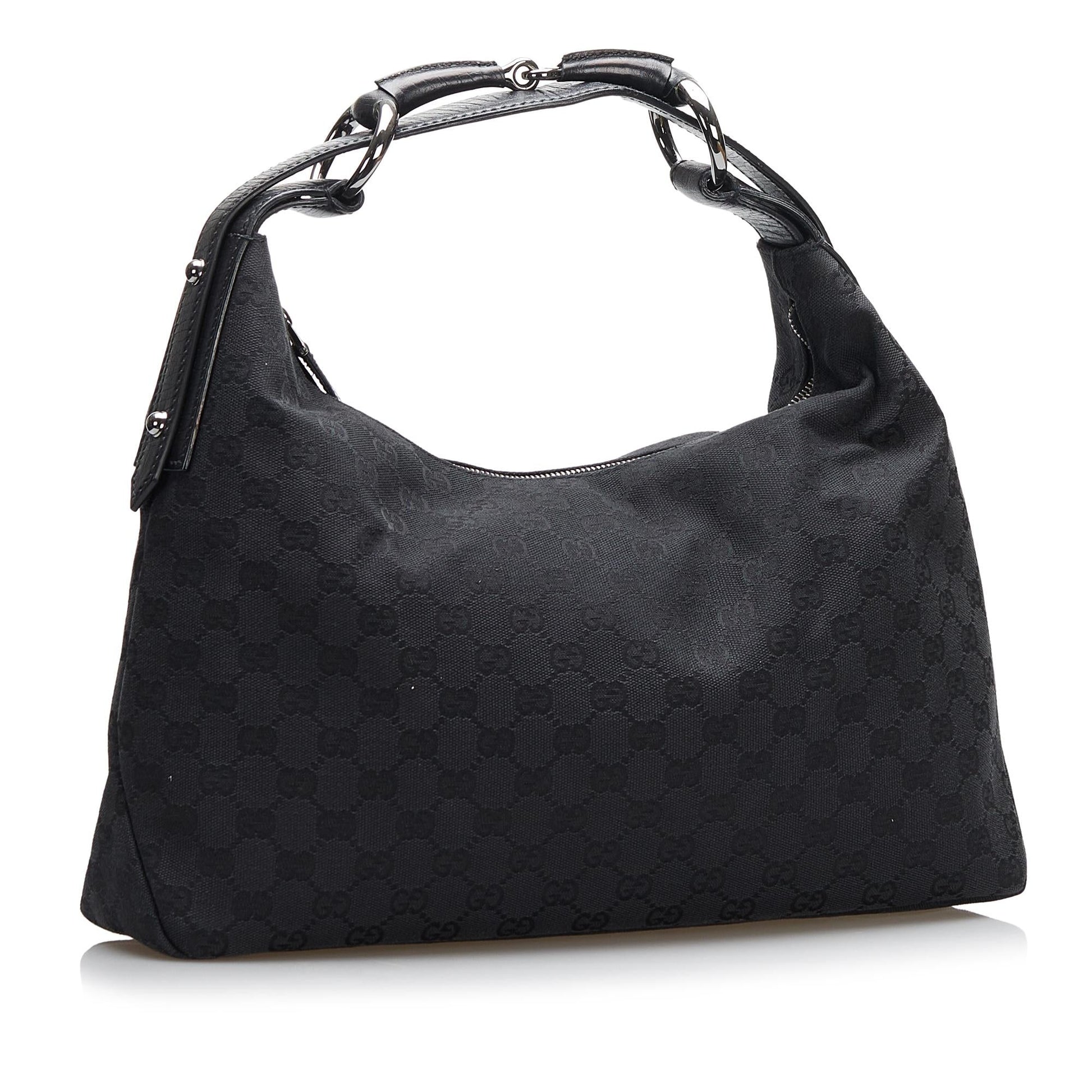 Gucci GG Horsebit SHG Canvas Black Shoulder Bag