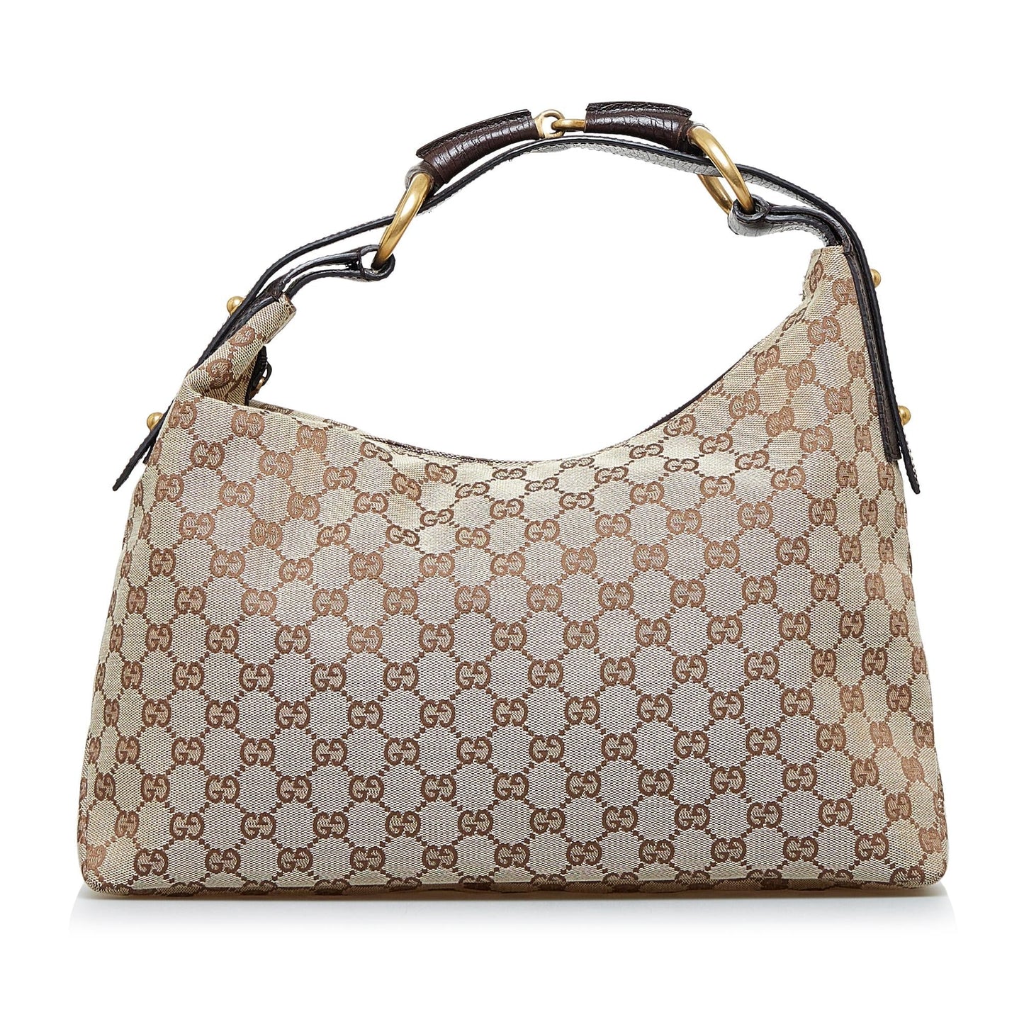 Gucci GG Horsebit SHG-PLy3yh Canvas Calf Brown Shoulder Bag