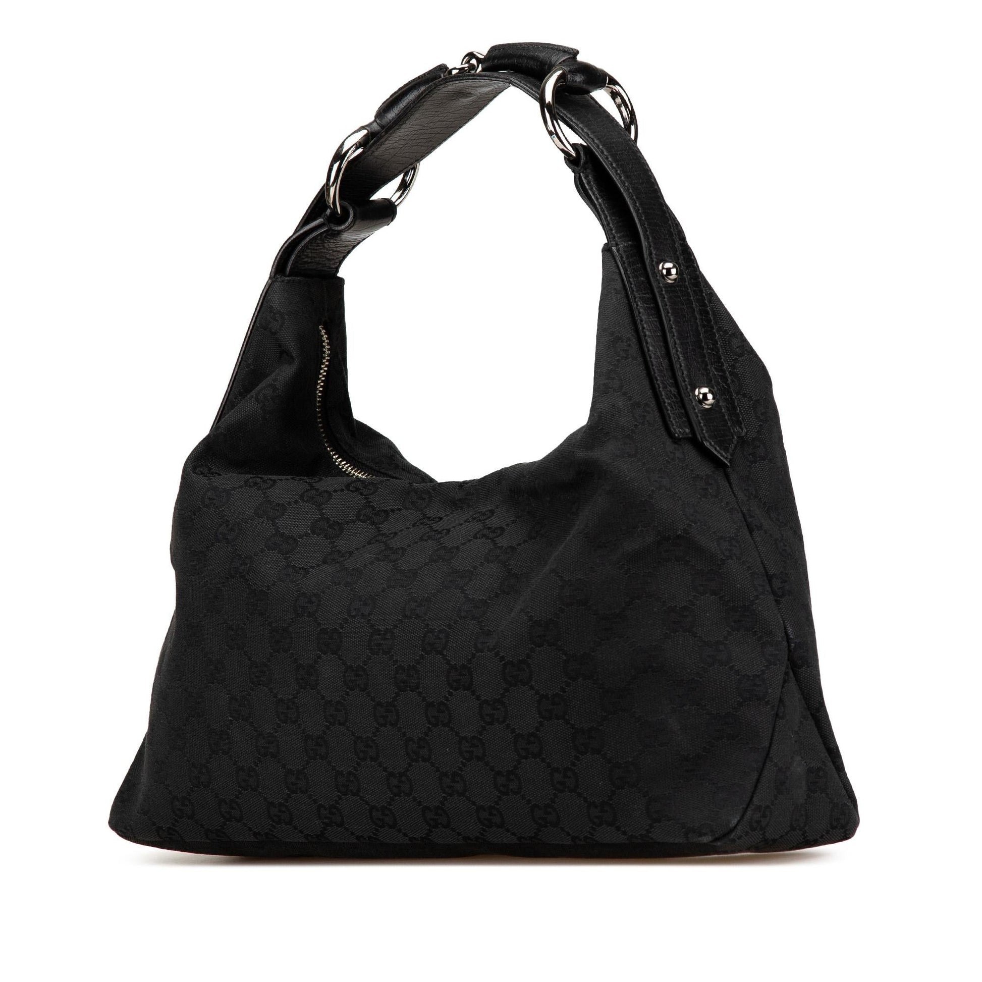 Gucci GG Horsebit Canvas Calf Black Shoulder Bag