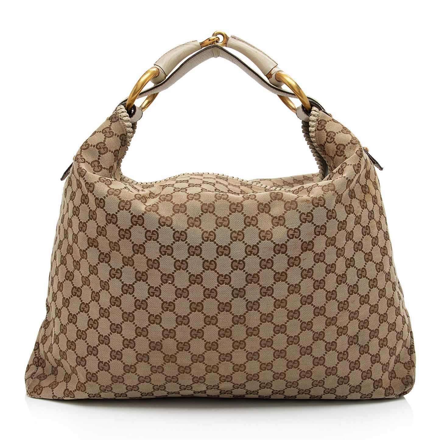 Gucci GG Horsebit - FINAL SHF-cqgUHp Leather Canvas White Beige Shoulder Bag