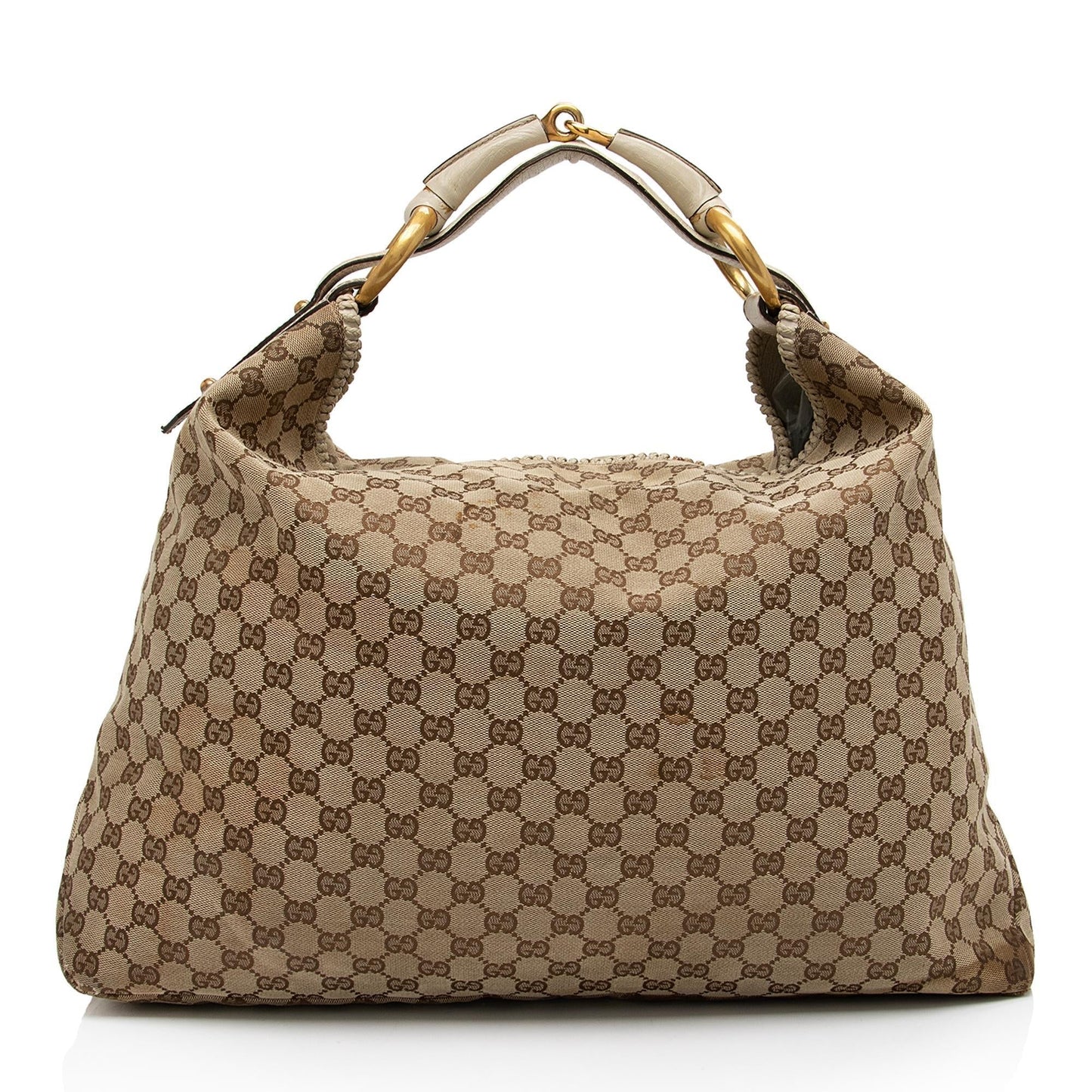 Gucci GG Horsebit - FINAL SHF-cqgUHp Leather Canvas White Beige Shoulder Bag